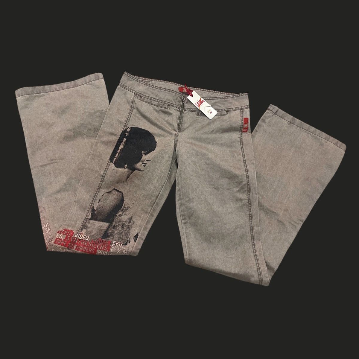 Vintage Lonsdale Flared Low rise printed denim jeans