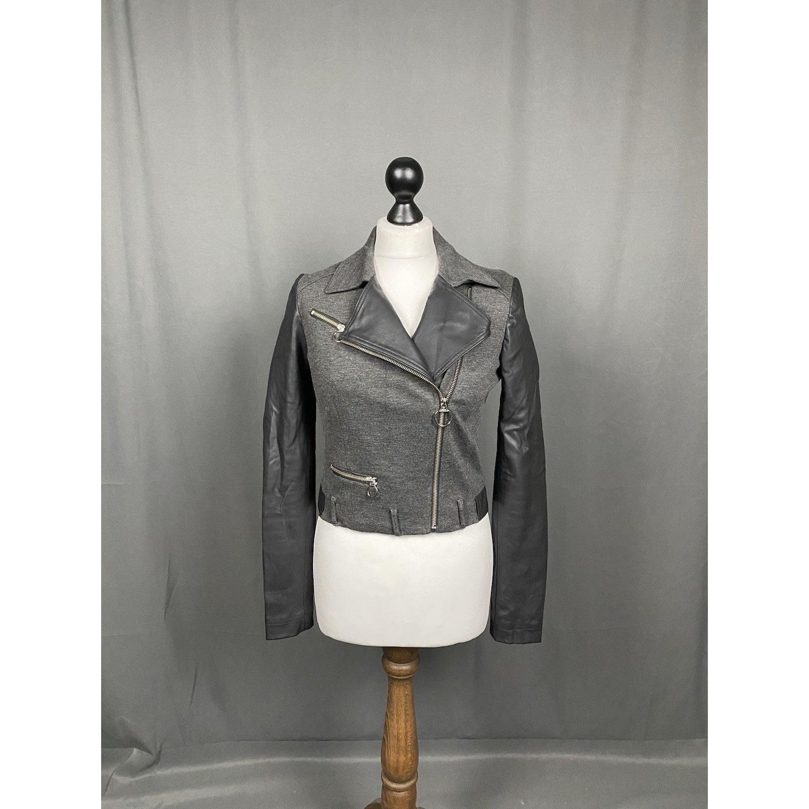 Versace Versace Assymetric Gray Black Biker Motorcycle Jacket Size Size S / US 4 / IT 40 - 3 Thumbnail