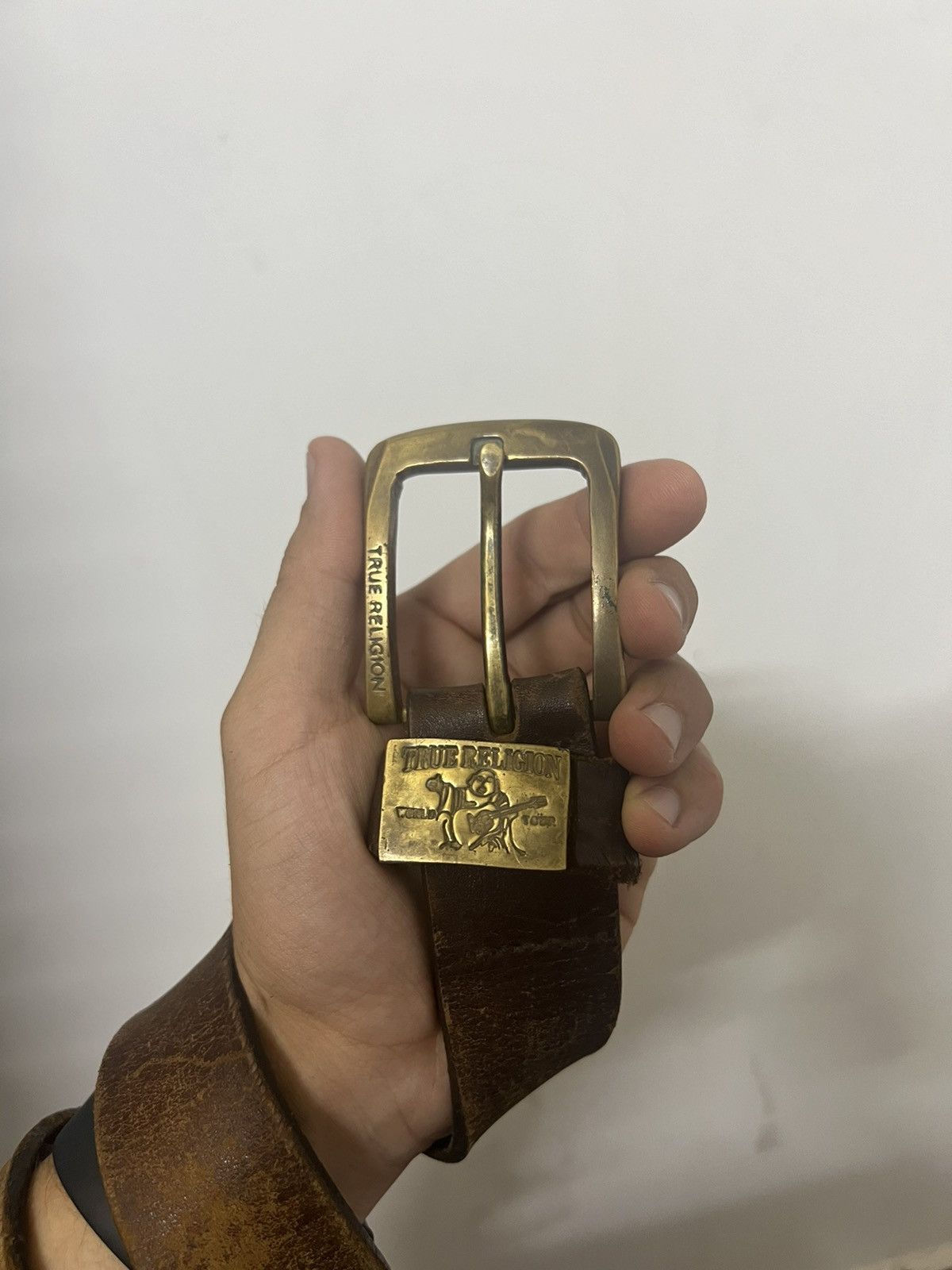 True Religion × Vintage 90’s TRUE RELIGION RARE MADE IN USA LEATHER BELT Size 30 - 2 Thumbnail