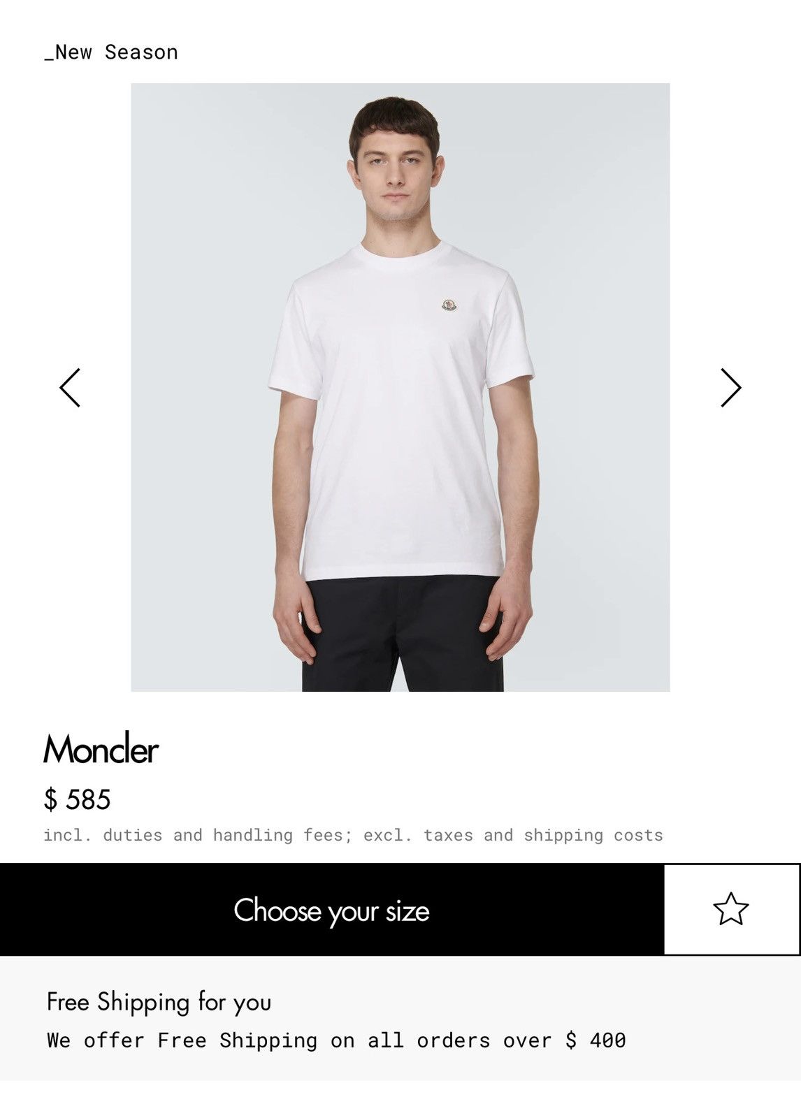 image of Moncler T-Shirt in White, Men's (Size Medium)