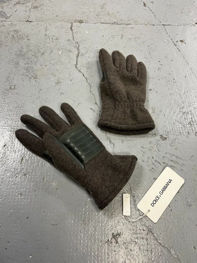Dolce & Gabbana 2000s Dolce & Gabbana Grey Wool & Leather Gloves Size ONE SIZE - 5 Thumbnail