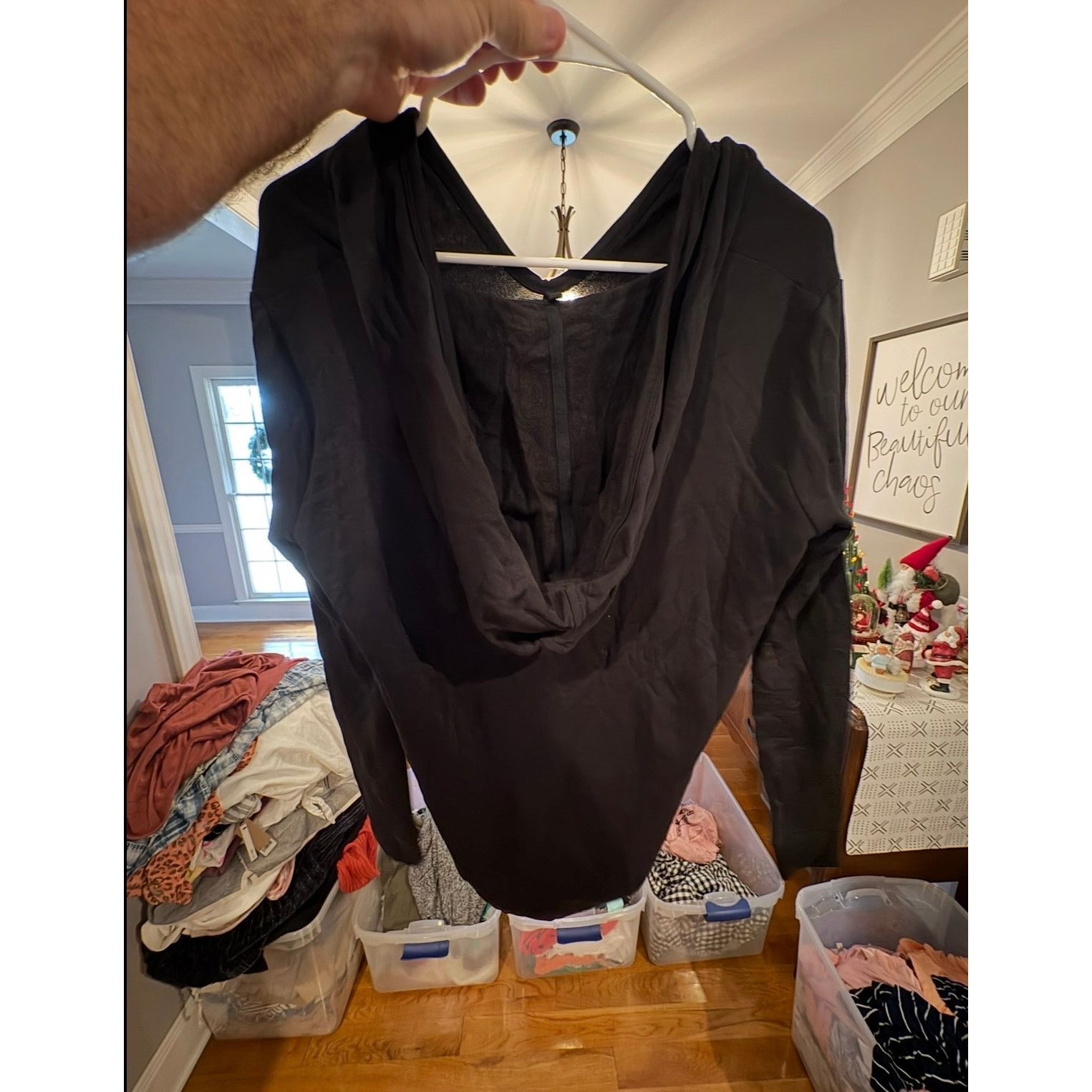 Lou & Grey Lou & Grey for LOFT Black Hooded Tunic Small 4 6 Long Sleeve Size S / US 4 / IT 40 - 3 Thumbnail