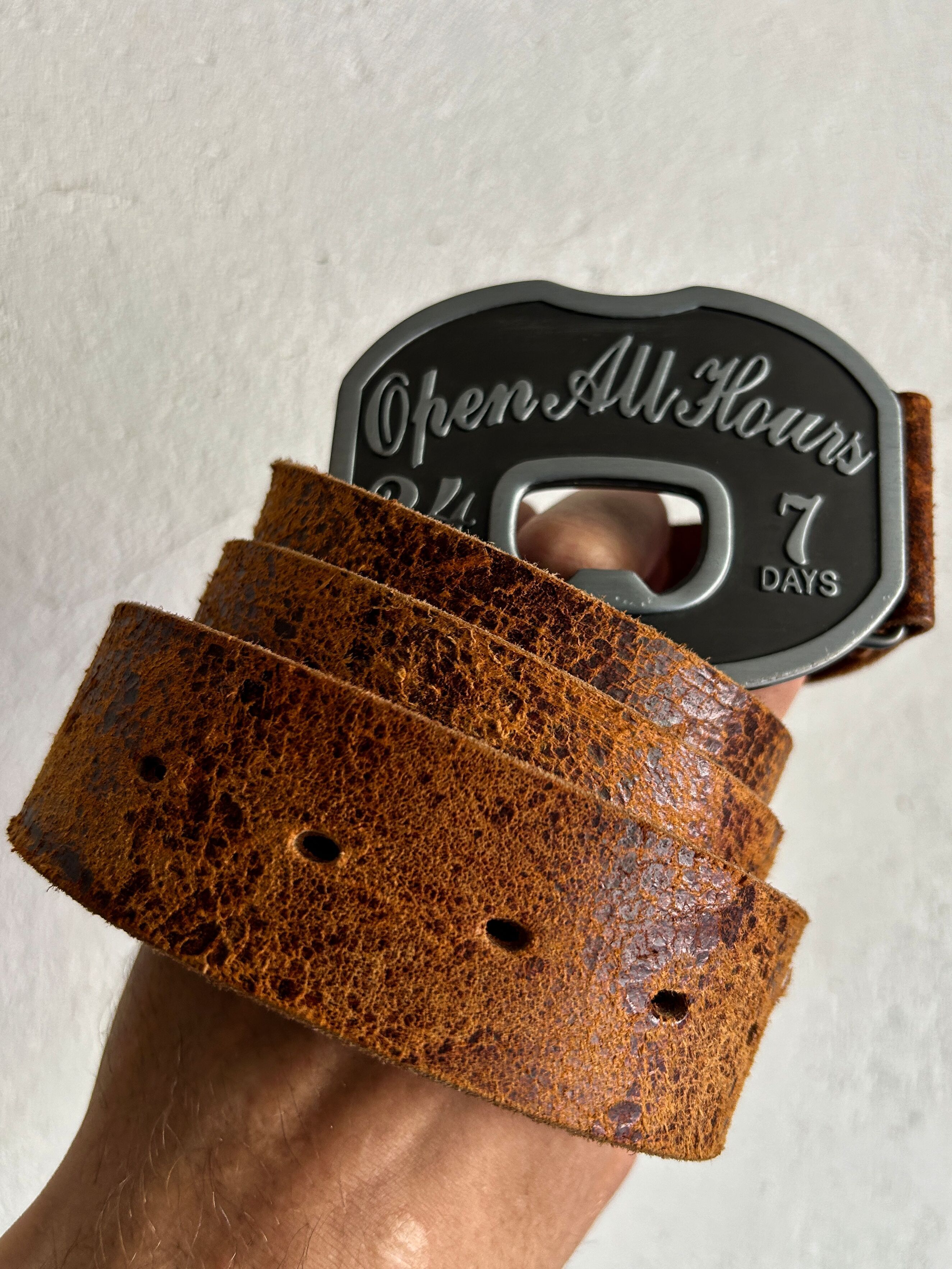 Other Vintage Humor Style Streetwear Open 24/7 Leather Belt Size ONE SIZE - 4 Thumbnail