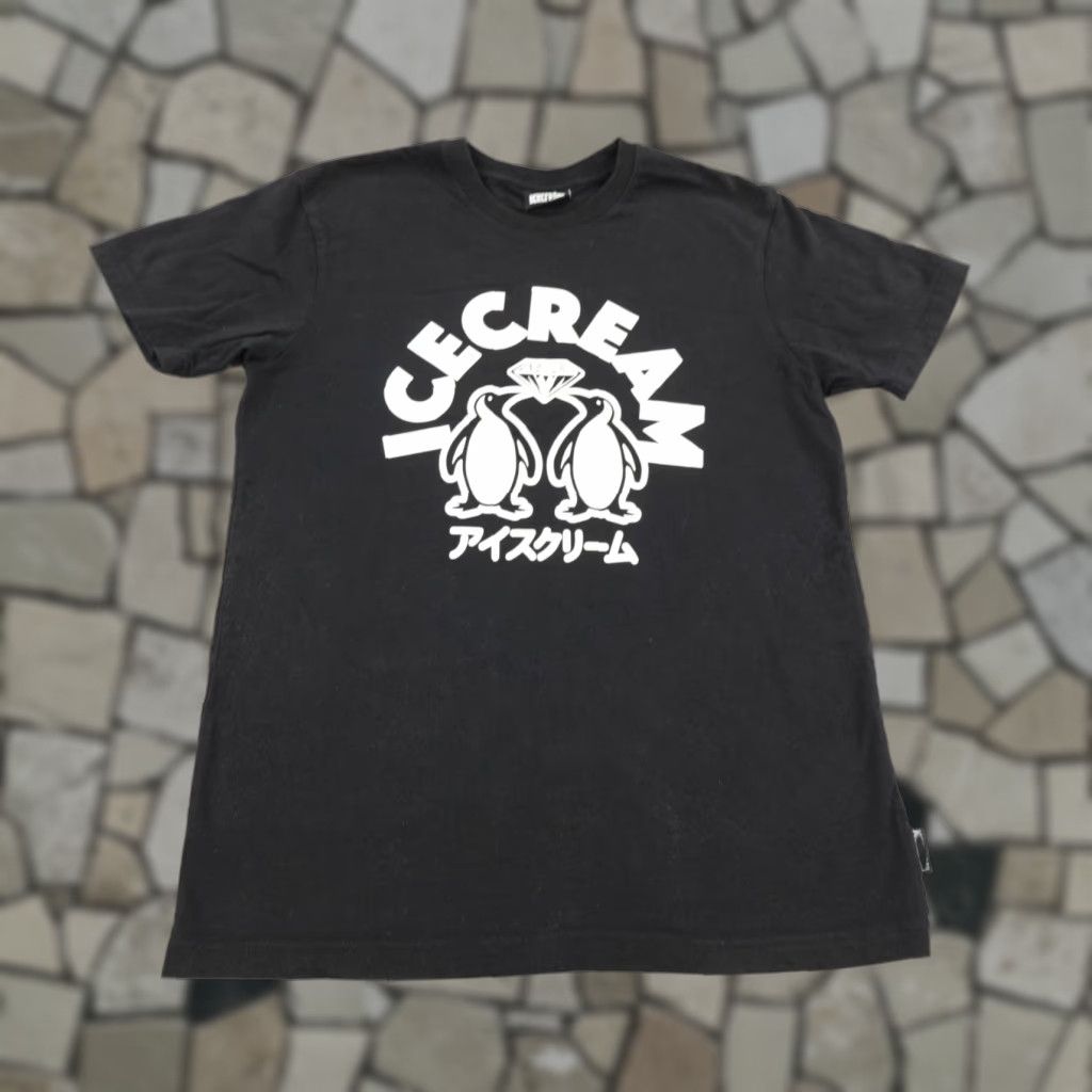 Vintage Icecream T-Shirt Mens Medium Black Graphic Penguin Diamond Hip Hop Skater Size US M / EU 48-50 / 2 - 1 Thumbnail