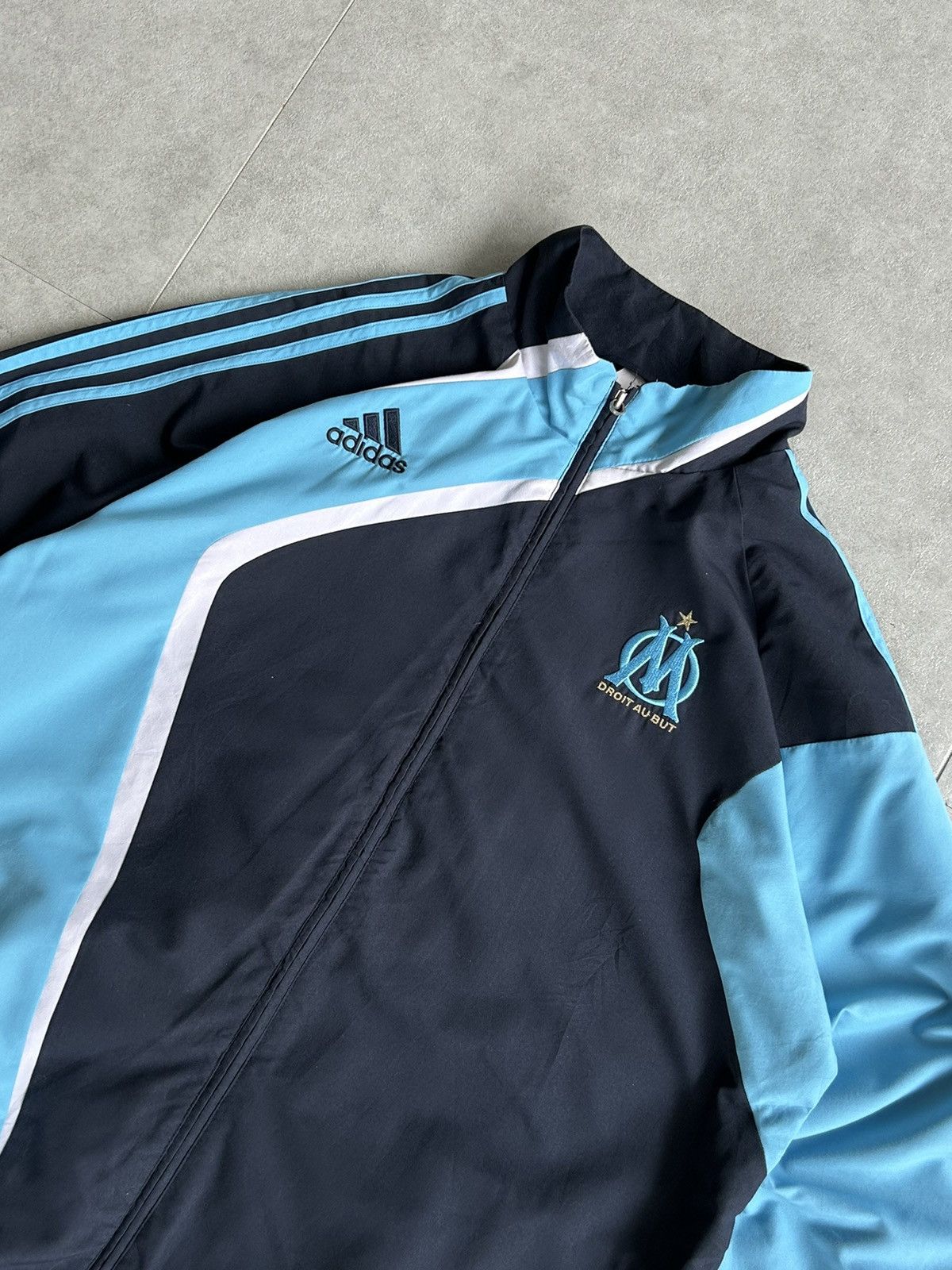 Adidas × Vintage 00's Adidas X Marseille 2009 Jacket 🩵🖤 Size US XL / EU 56 / 4 - 4 Thumbnail