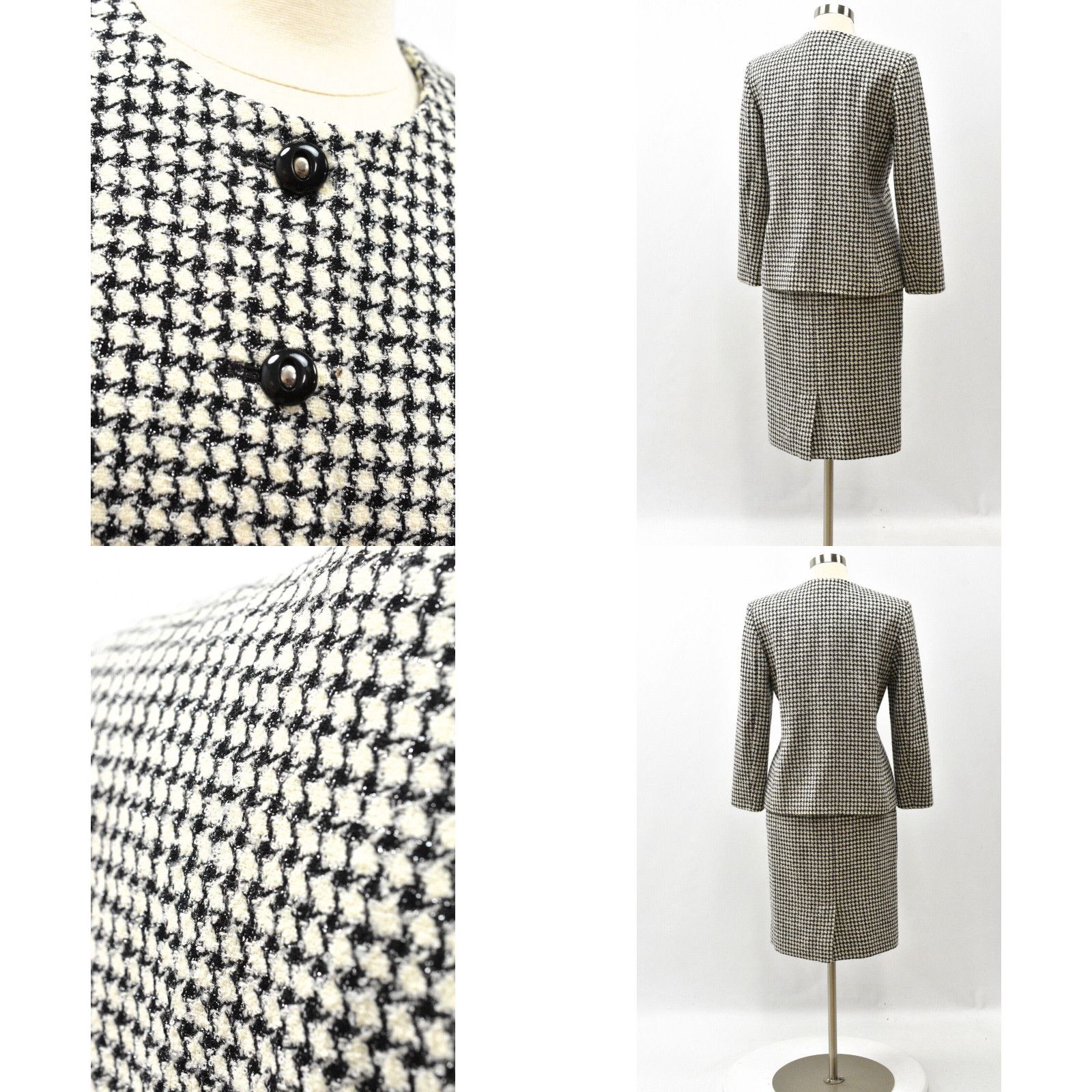 Pendleton 90s Vintage Pendleton Black & White Plaid Skirt Suit Womens 8 Metallic Threading Size ONE SIZE - 4 Preview