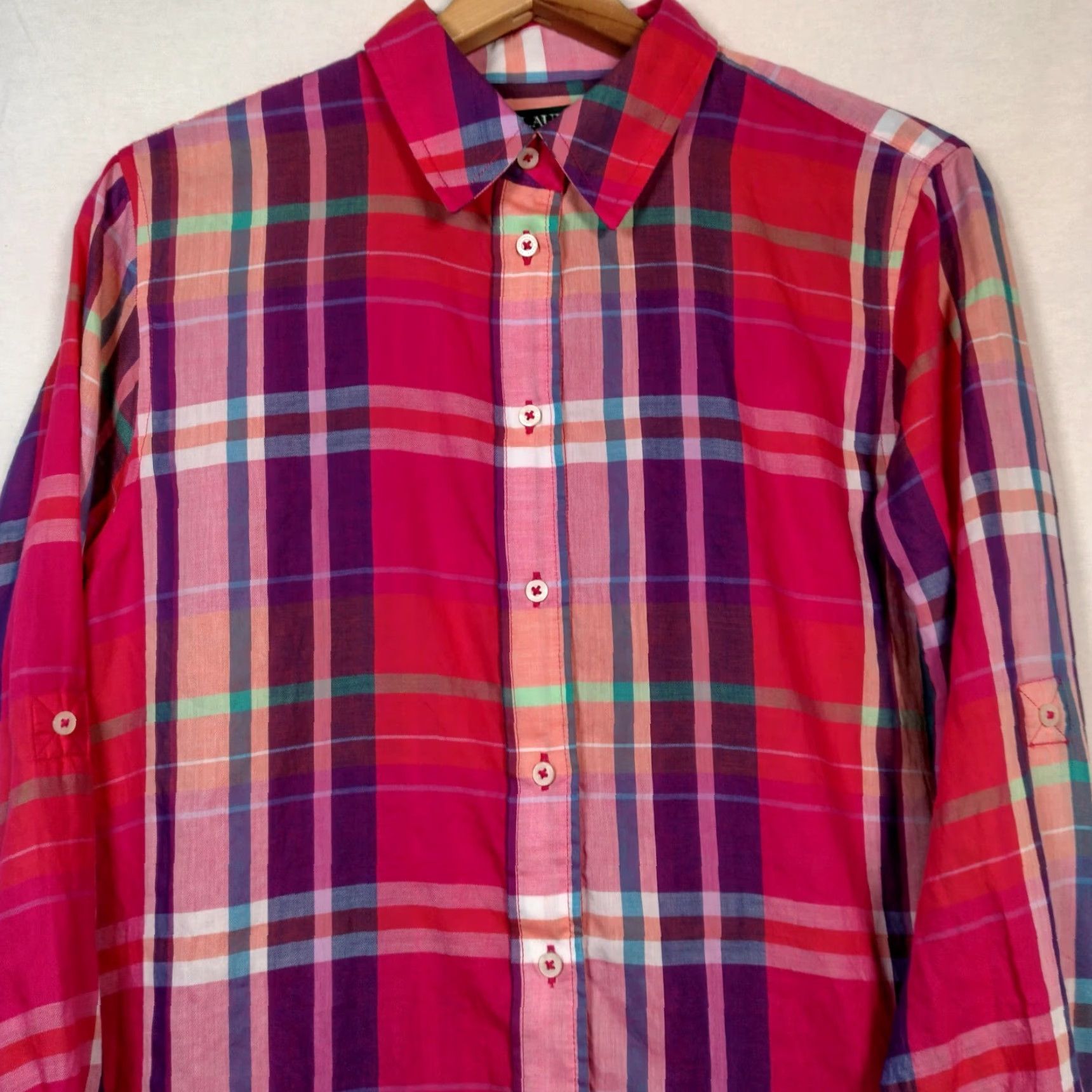 Ralph Lauren Lauren Ralph Lauren Blouse Shirt Women M Roll Tab Sleeve Purple Plaid Size M / US 6-8 / IT 42-44 - 2 Thumbnail