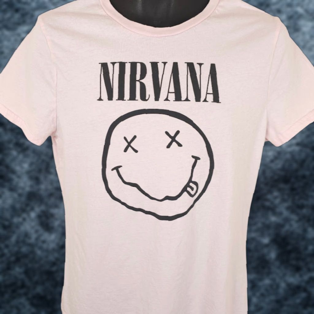 Pinko Nirvana T Shirt Womens XL Pink Retro 90s Grunge Kurt Cobain Band Tee Size XL / US 12-14 / IT 48-50 - 1 Thumbnail