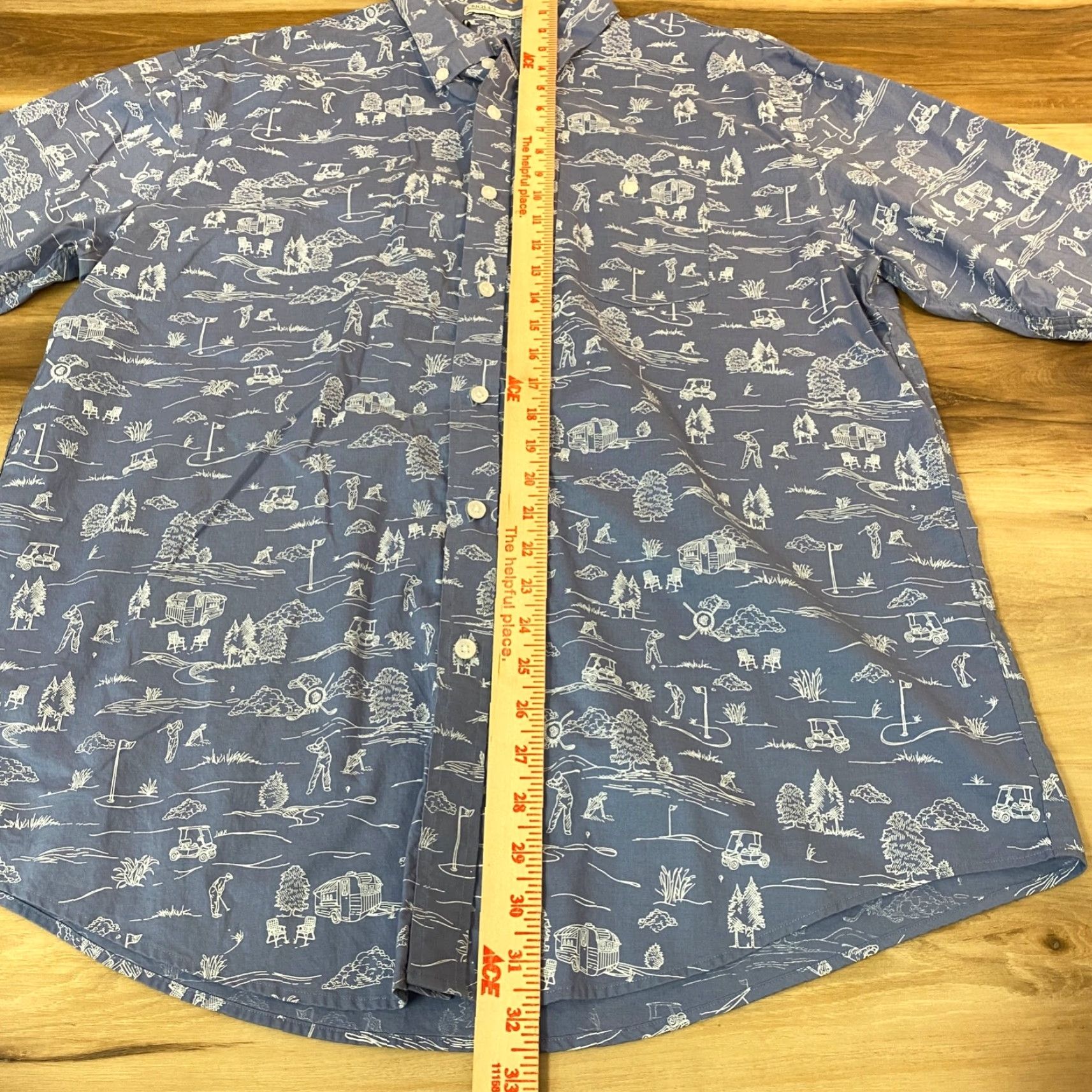 Vintage Criquet Shirt Mens XL Button-Down Camp Golf All Over Print Camper Short Sleeve Blue Cotton Lyocell Pocket Short Sleeve Casual Size US XL / EU 56 / 4 - 7 Thumbnail