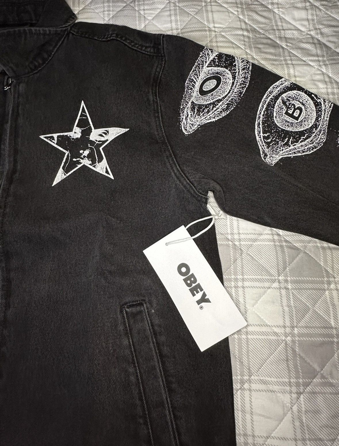 Obey Obey Propaganda Dreams Black Denim Jacket Urban Outfitters Size US M / EU 48-50 / 2 - 4 Thumbnail