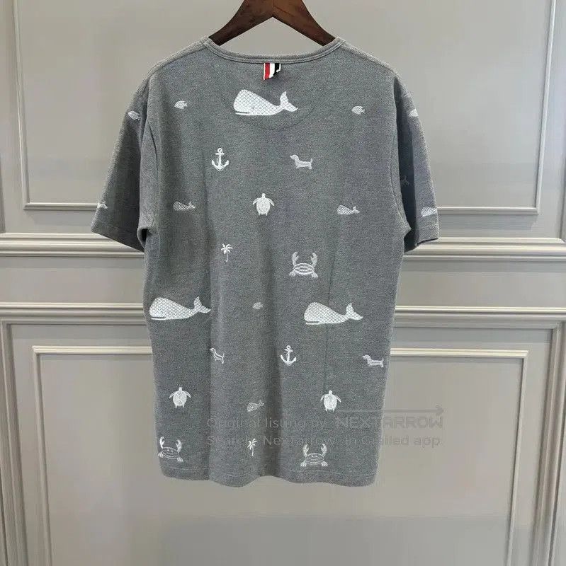 Other Thom Browne Gray Cotton Striped Short Sleeve T-Shirt . Size S / US 4 / IT 40 - 2 Thumbnail