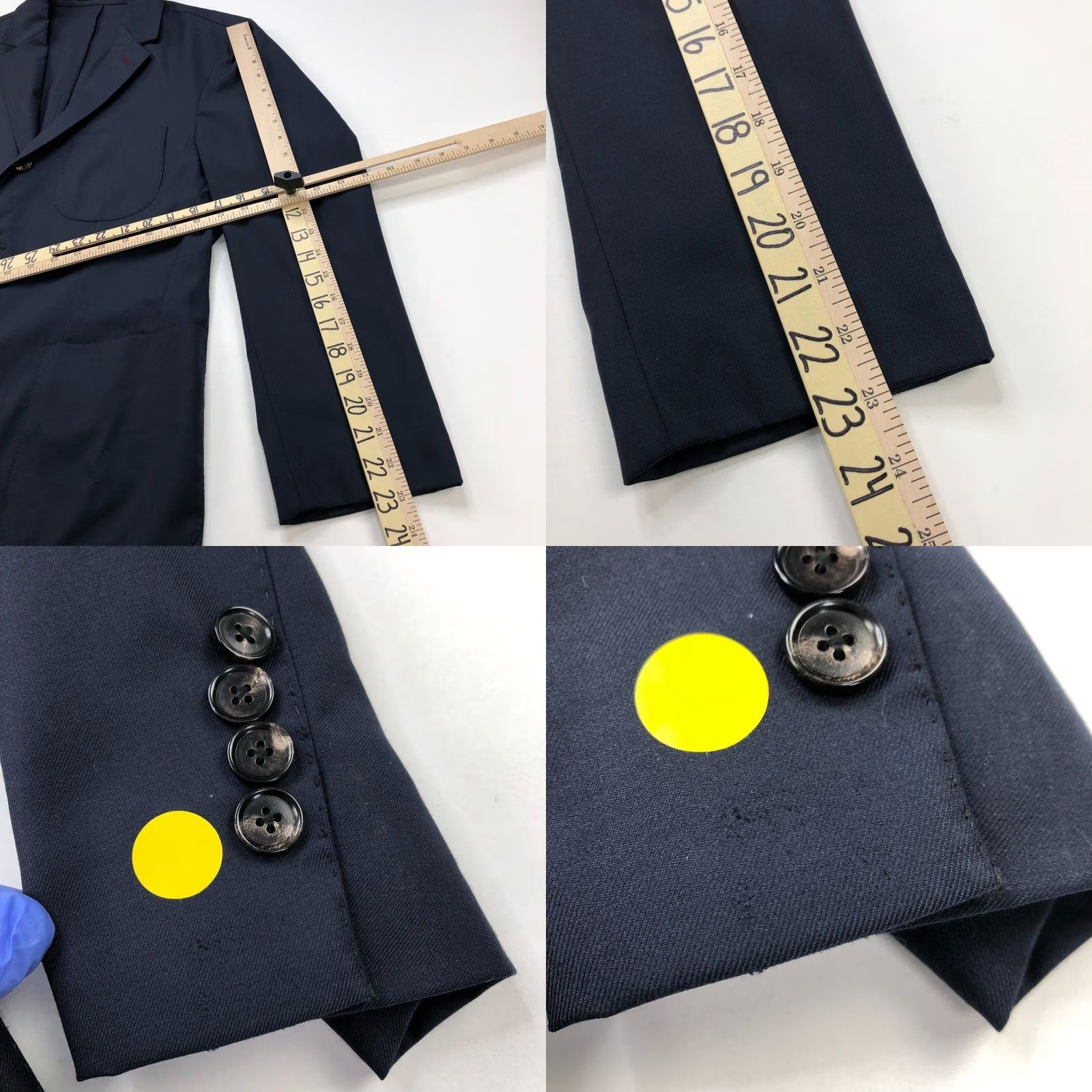 Vintage VKNAGRANI Blazer Jacket Wool Blue 54S EUR Button Three-Button NOTCH Lapel Men Business Formal Wedding Vintage No Size 44R - 8 Thumbnail