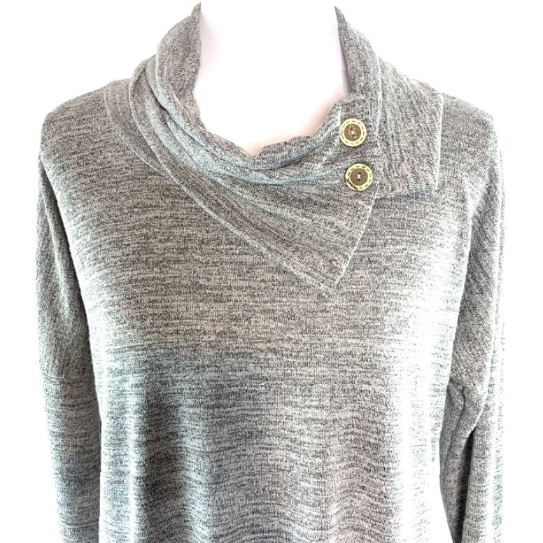 Vintage Sweet Pea Women S Knit Mini Dress Oversized Pullover Cowl Neck Gray Size S / US 4 / IT 40 - 2 Thumbnail