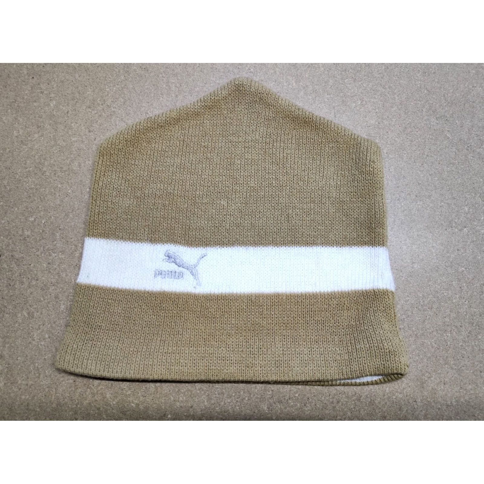 Puma VINTAGE PUMA Beanie Hat Ski Beige One Size Made in West Germany Logo Lined Winter Knit Unisex Adults Mens Womens Size ONE SIZE - 2 Thumbnail