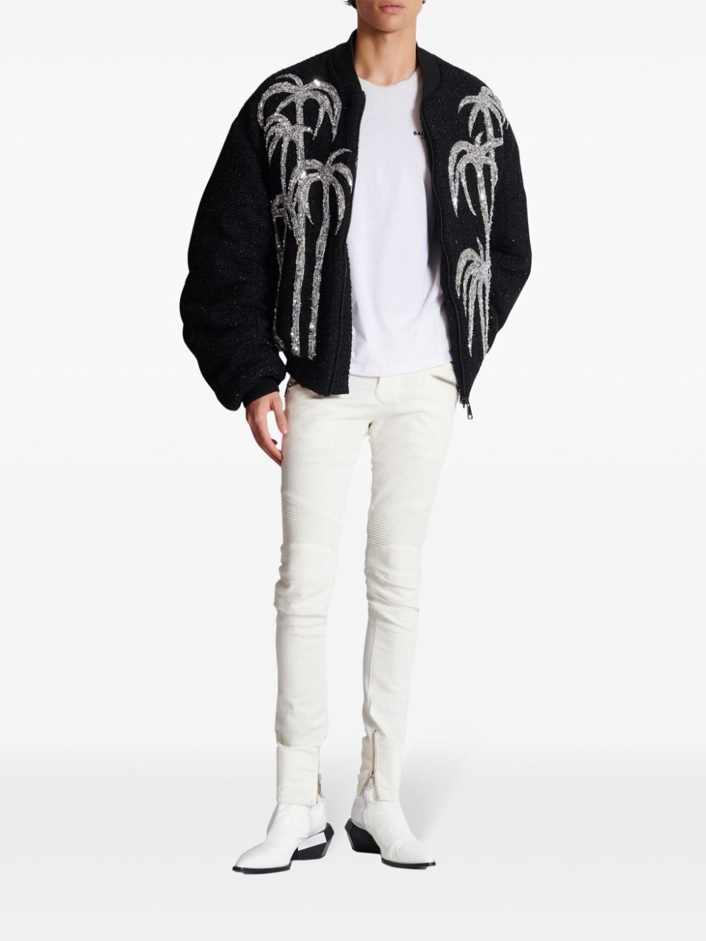 Balmain o1s1wg111025 Palm Tree Print Bomber Jacket in Black Size US S / EU 44-46 / 1 - 4 Thumbnail