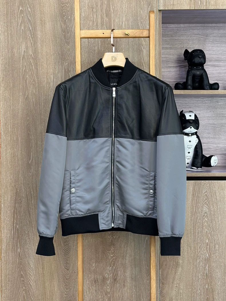 Versace Men's patchwork jacket long-sleeved jacket leather