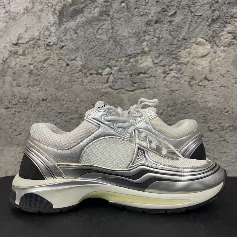 Chanel Chanel Silver Running Sneakers Size US 8 / EU 41 - 4 Thumbnail