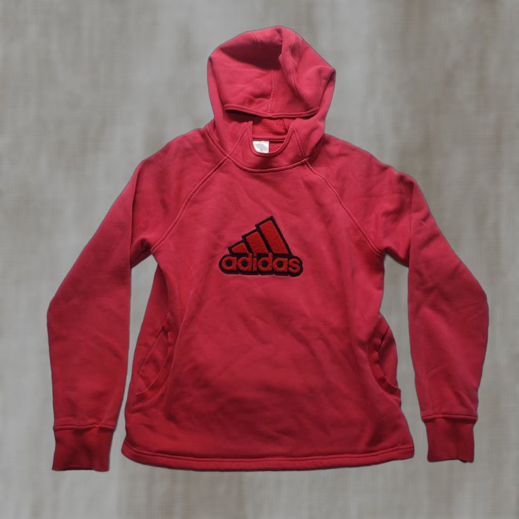 Adidas Adidas Hoodie Women's M Red Logo Pullover Jacket Long Sleeve Zip Front Pockets All Seasons Climawarm Winter Fall Spring Regular Size Type: Hoodie Size M / US 6-8 / IT 42-44 - 1 Thumbnail