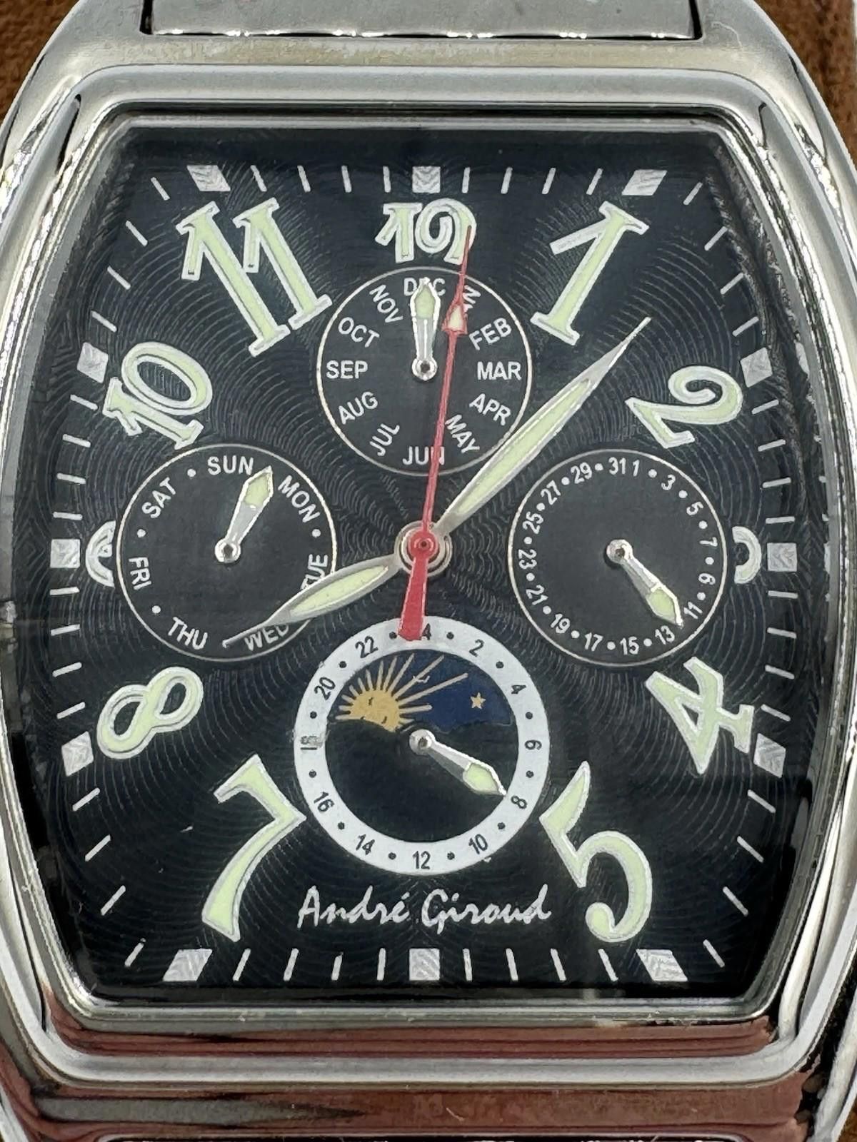 Designer Andre Giroud Men's Automatic Moonphase Black Dial Watch 3 NM Size ONE SIZE - 3 Thumbnail