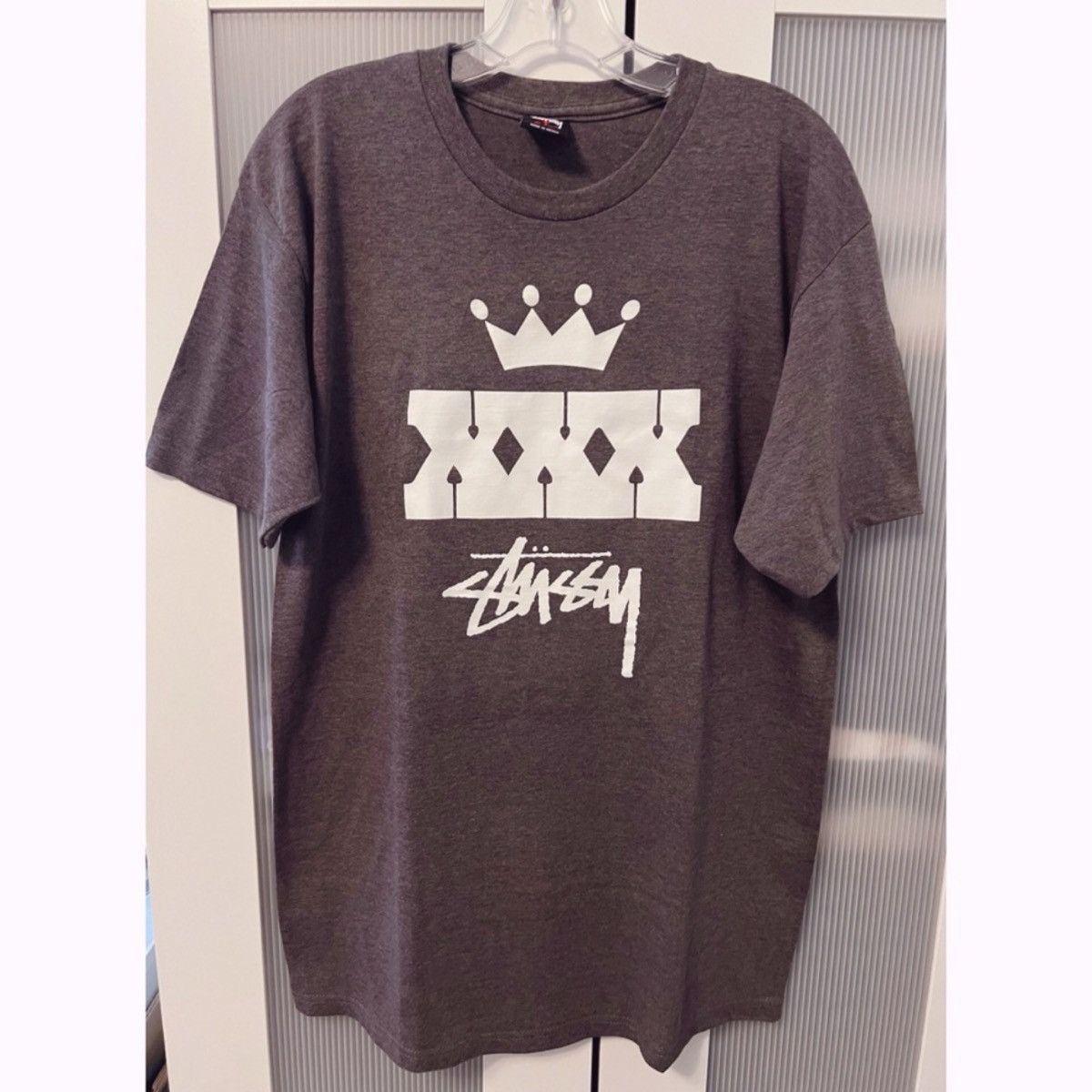 NWOT Stussy King XXX Charcoal Gray Graphic T-Shirt Vintage