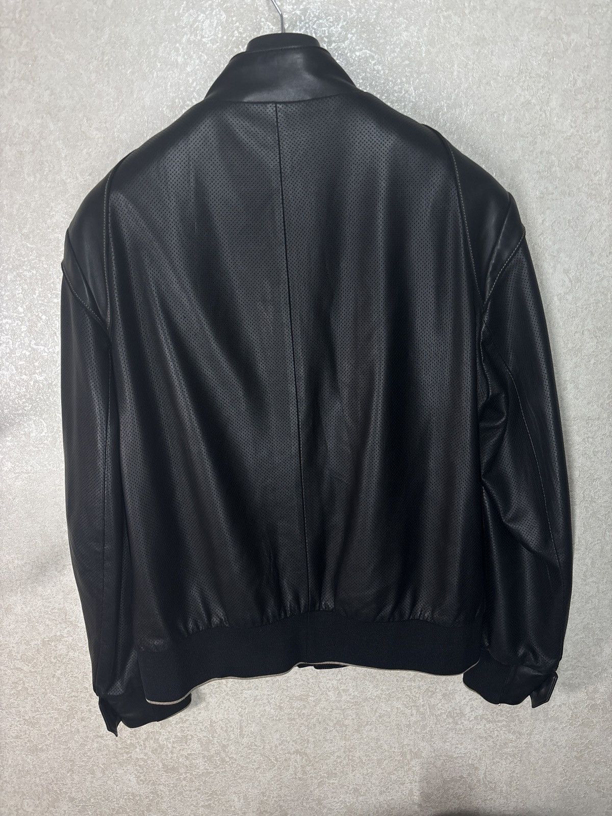 Brioni Black Perforated Leather Jacket - Size 50 (IT)