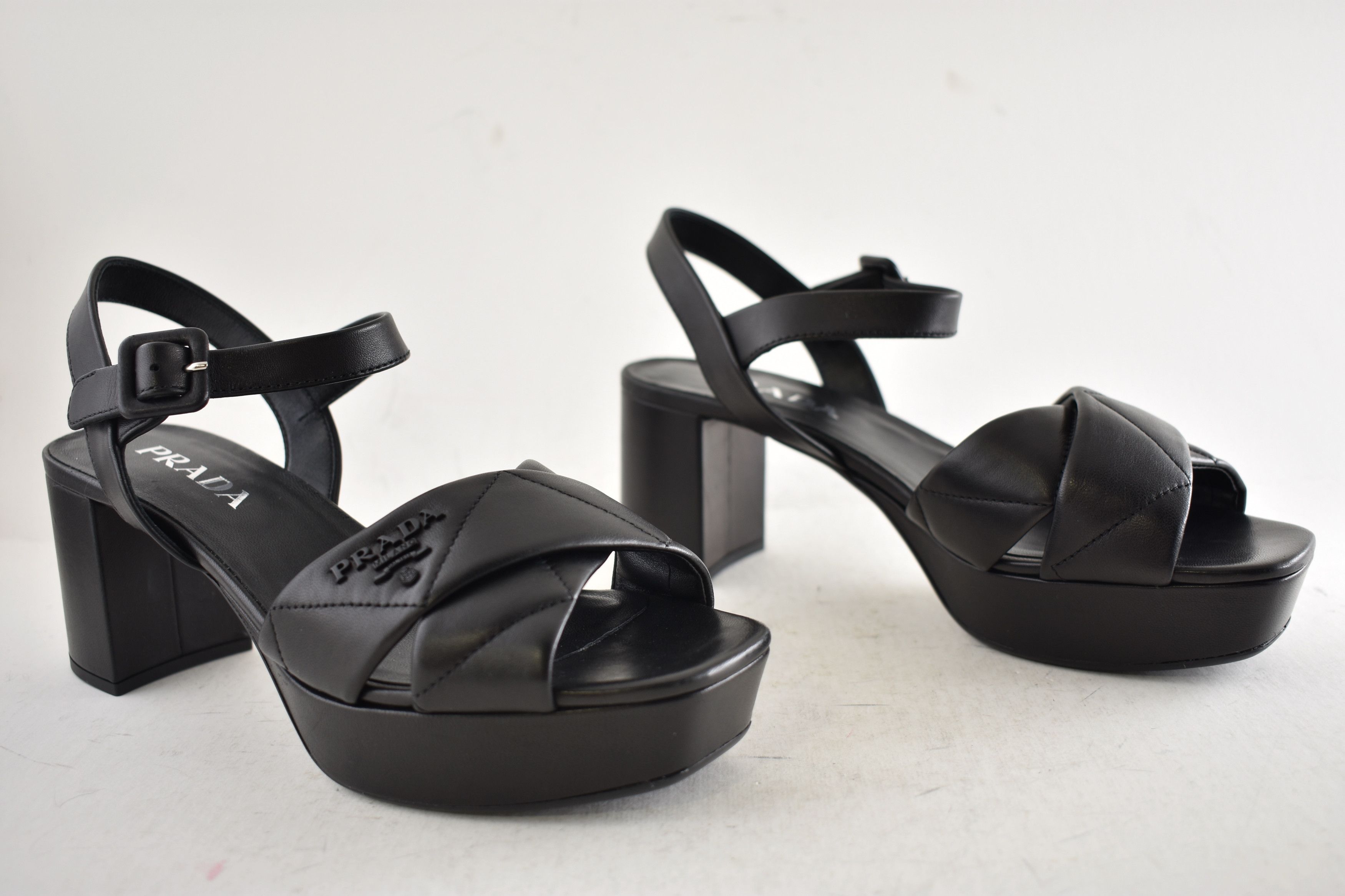 Prada Prada 65mm Quilted Platform Sandal Ankle Strap Block Heel 38 Size US 8 / IT 38 - 4 Thumbnail
