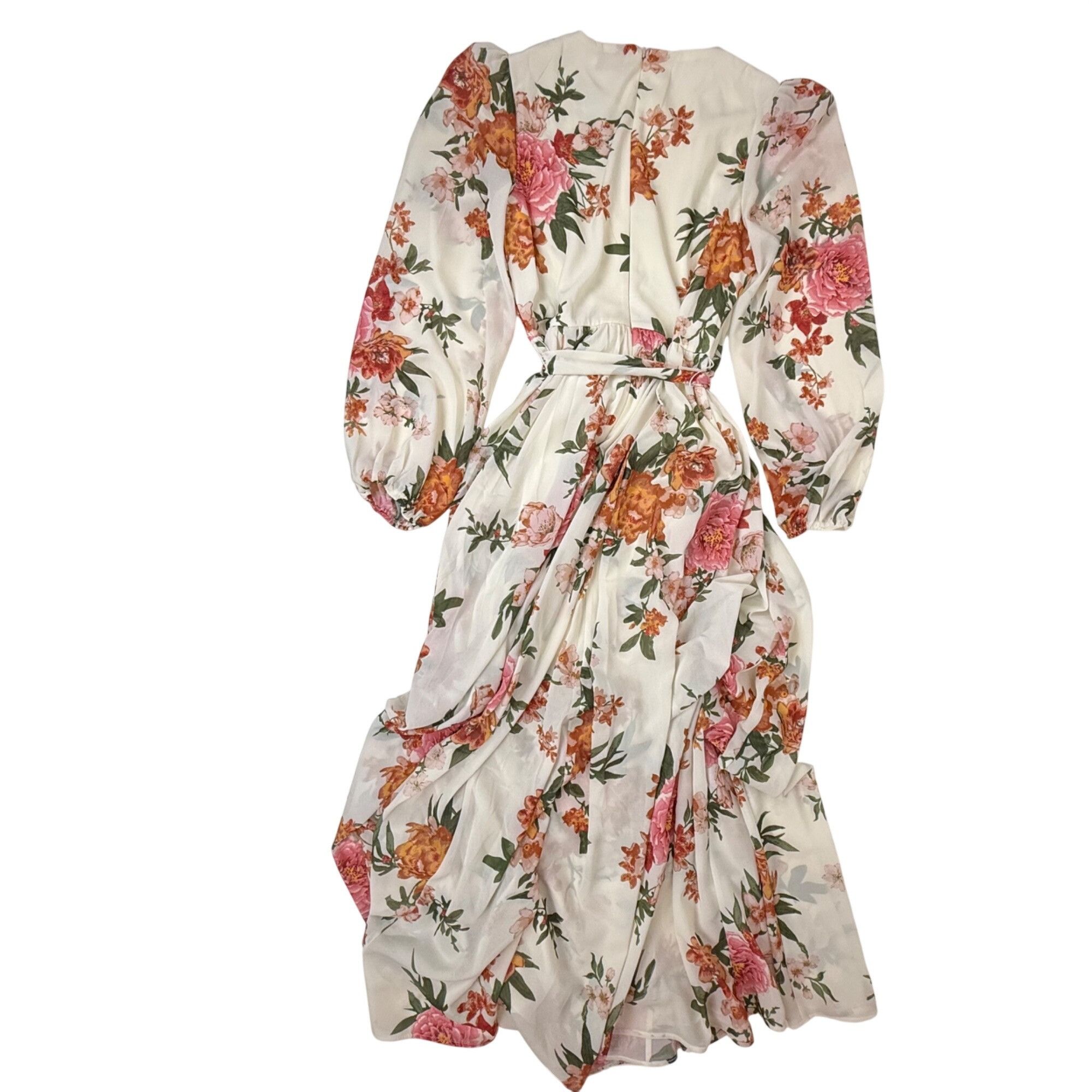 Anthropologie Champagne & Strawberry White Floral Flowy Bohemian Tie-Belt Size M / US 6-8 / IT 42-44 - 3 Thumbnail