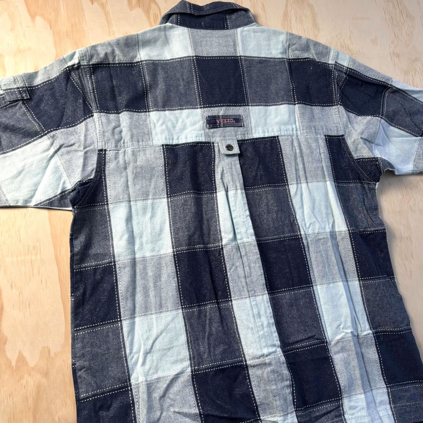 Vintage Veezo Shirt Mens 2XL Blue Plaid Short Sleeve Button Front Pockets Cotton Casual Size US XXL / EU 58 / 5 - 4 Thumbnail