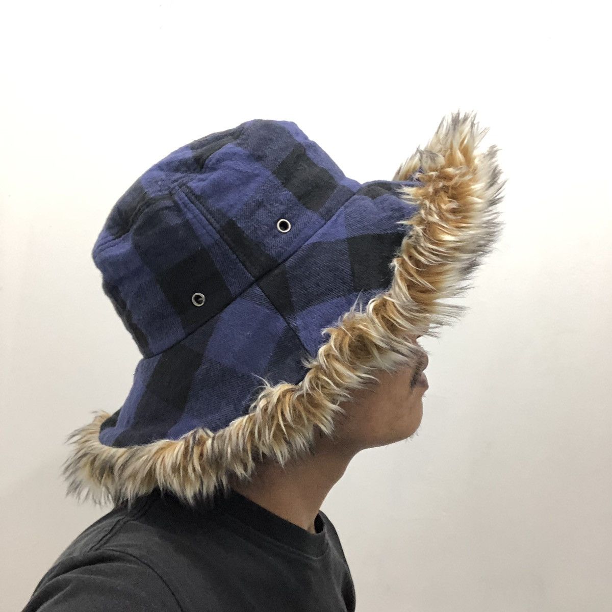 Vintage Japanese Asian Hat Fur Fuzzy Flannel Winter Wind Cold Style Size ONE SIZE - 1 Thumbnail