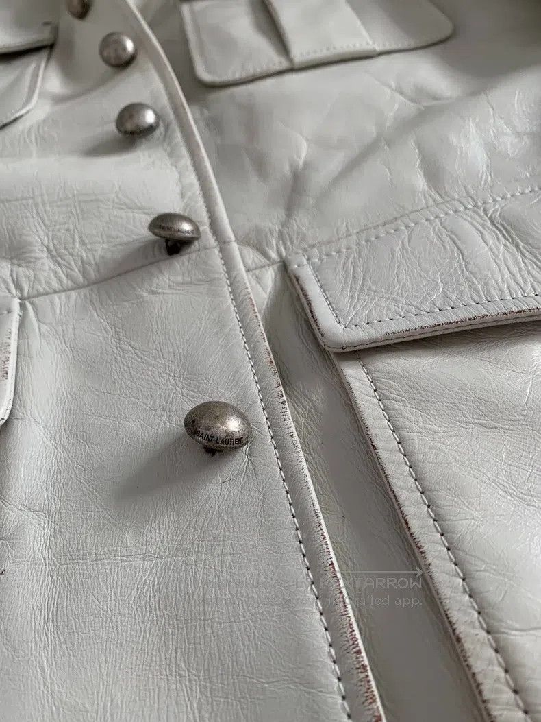 Saint Laurent Paris Saint Laurent Paris Distressed Vintage Court Leather Jacke Size US S / EU 44-46 / 1 - 5 Thumbnail