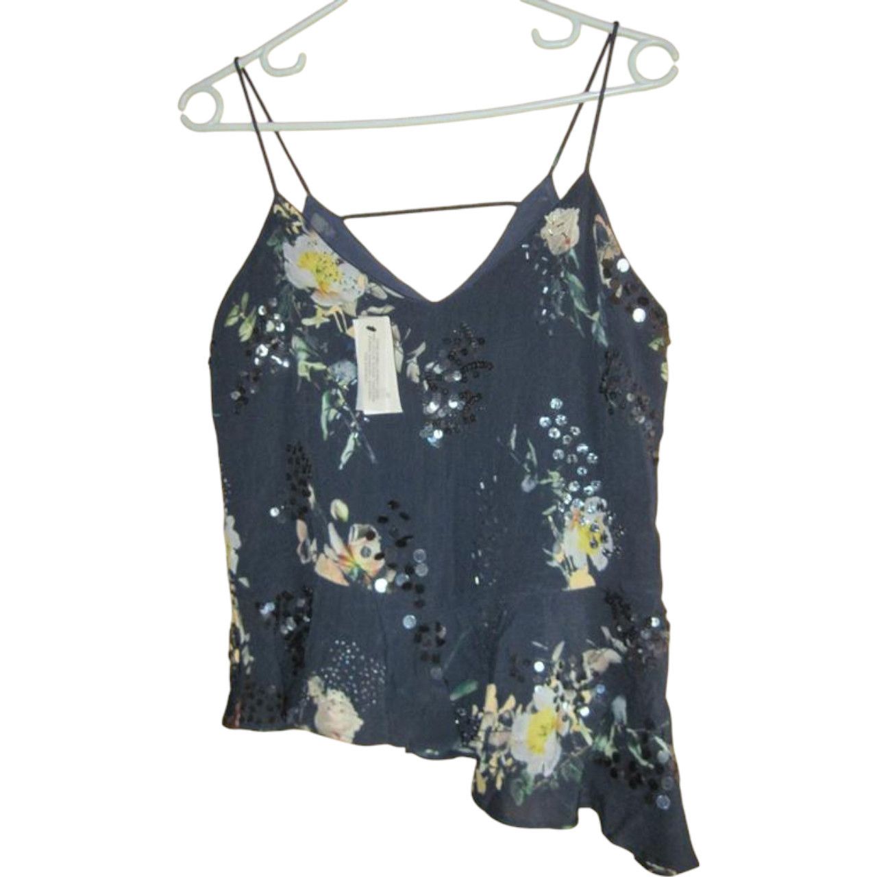 River Island Asymmetric Beaded sequin camisole US sz 4 brand River Island Size S / US 4 / IT 40 - 1 Thumbnail
