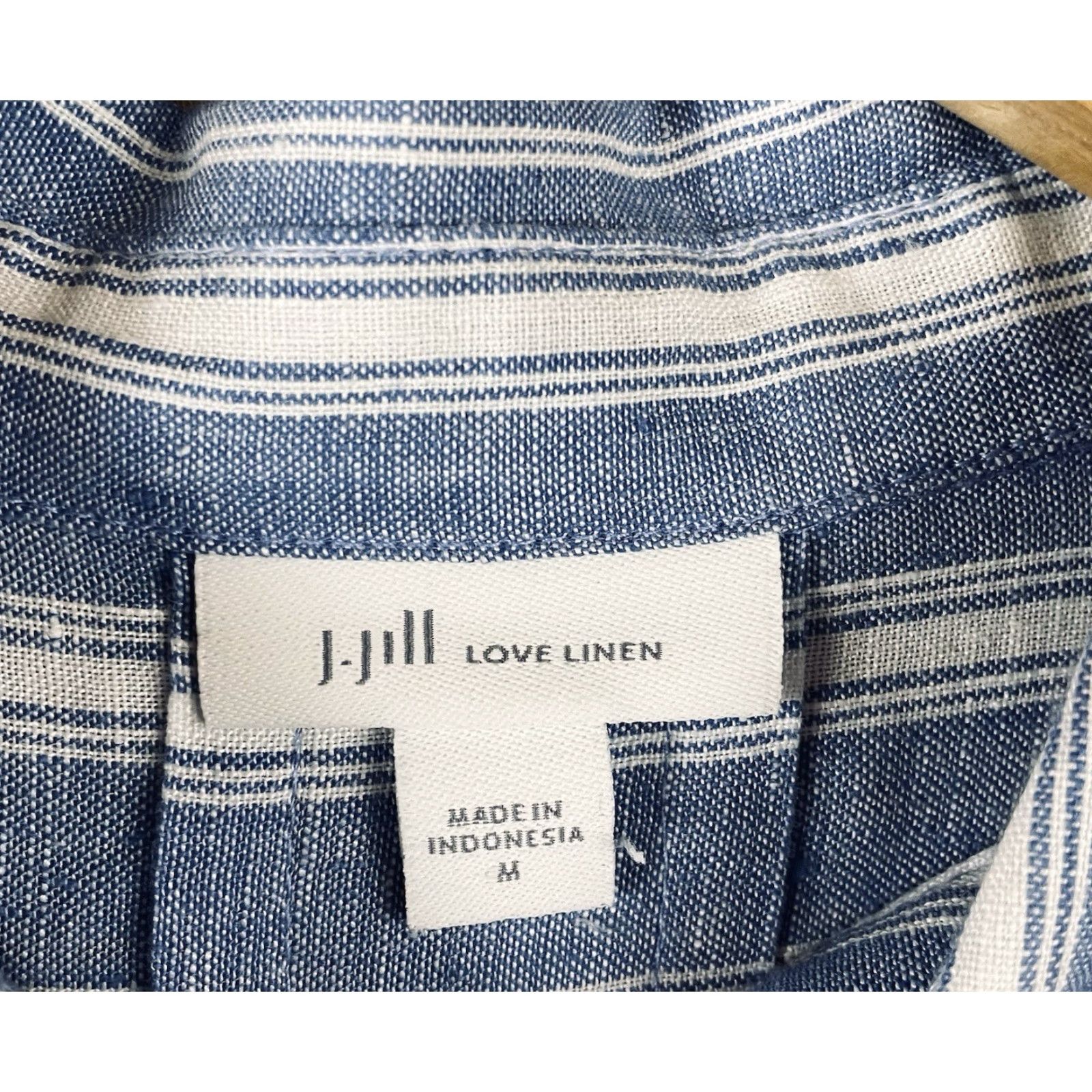 J. Jill VINTAGE J.Jill Love Linen Tunic M Oversized (Fits XL) Blue Hidden Button Up Coastal T235 Size M / US 6-8 / IT 42-44 - 5 Thumbnail