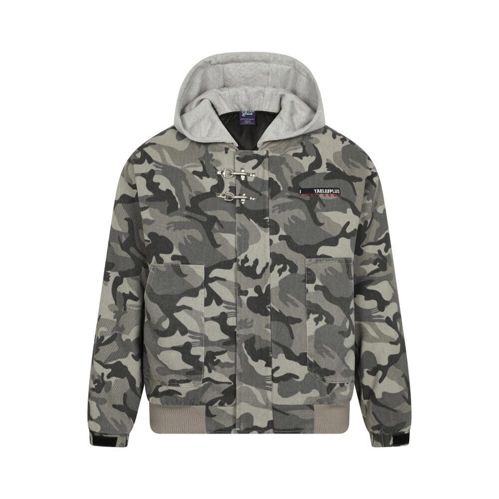 Japanese Brand Gray Camouflage Toggle Closure Jacket, Casual Outerwear Size US L / EU 52-54 / 3 - 1 Thumbnail