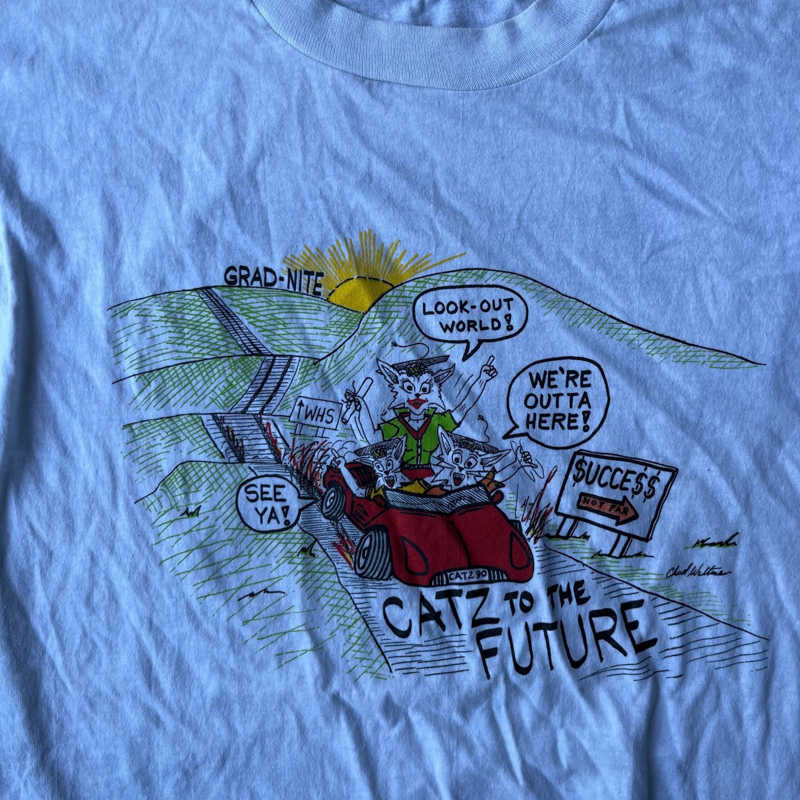 Vintage VINTAGE CATZ TO THE FUTURE MOVIE PARODY SHIRT LARGE Size US L / EU 52-54 / 3 - 1 Thumbnail