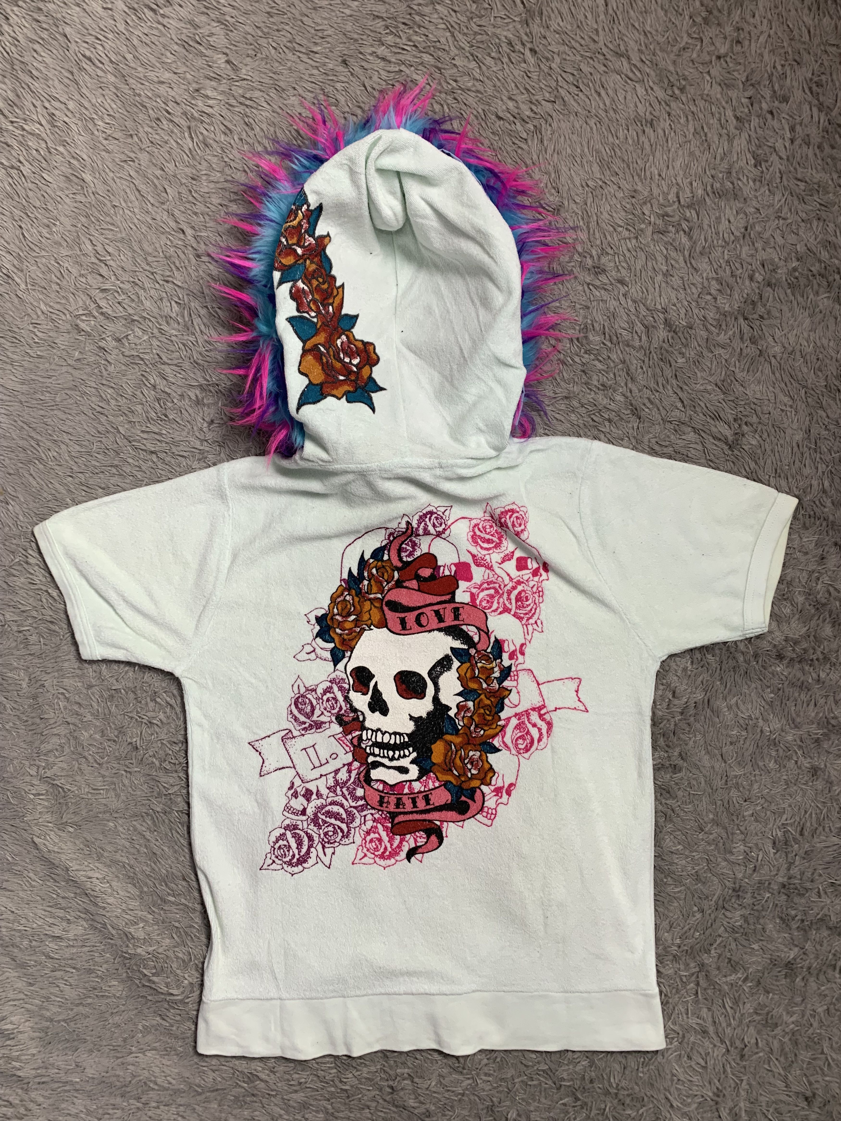 Wacko Maria Japan Brand Crazy Skull Half Sleeve Fur Hoodie Size L / US 10 / IT 46 - 1 Thumbnail