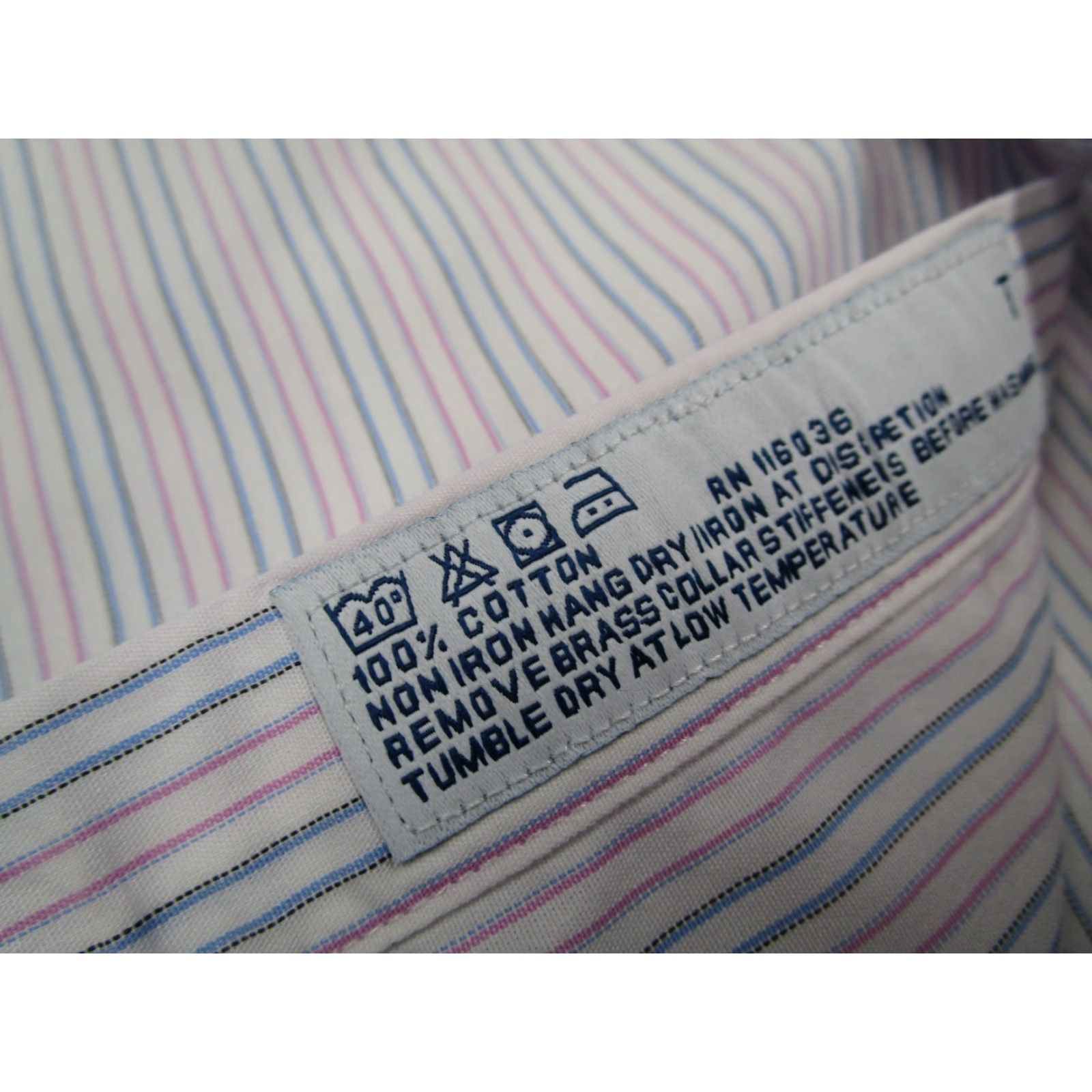Charles Tyrwhitt CHARLES TYRWHITT Dress Shirt Slim Fit 34 16.5 Blue Striped French Cuff Non-Iron Mens Size 34R - 4 Thumbnail