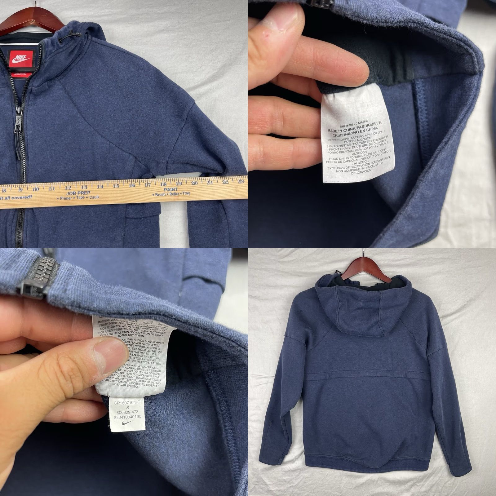 Nike Nike Hoodie Womens Small Tech Fleece Jacket Full Zip 806329-473 Navy Blue Size S / US 4 / IT 40 - 8 Thumbnail