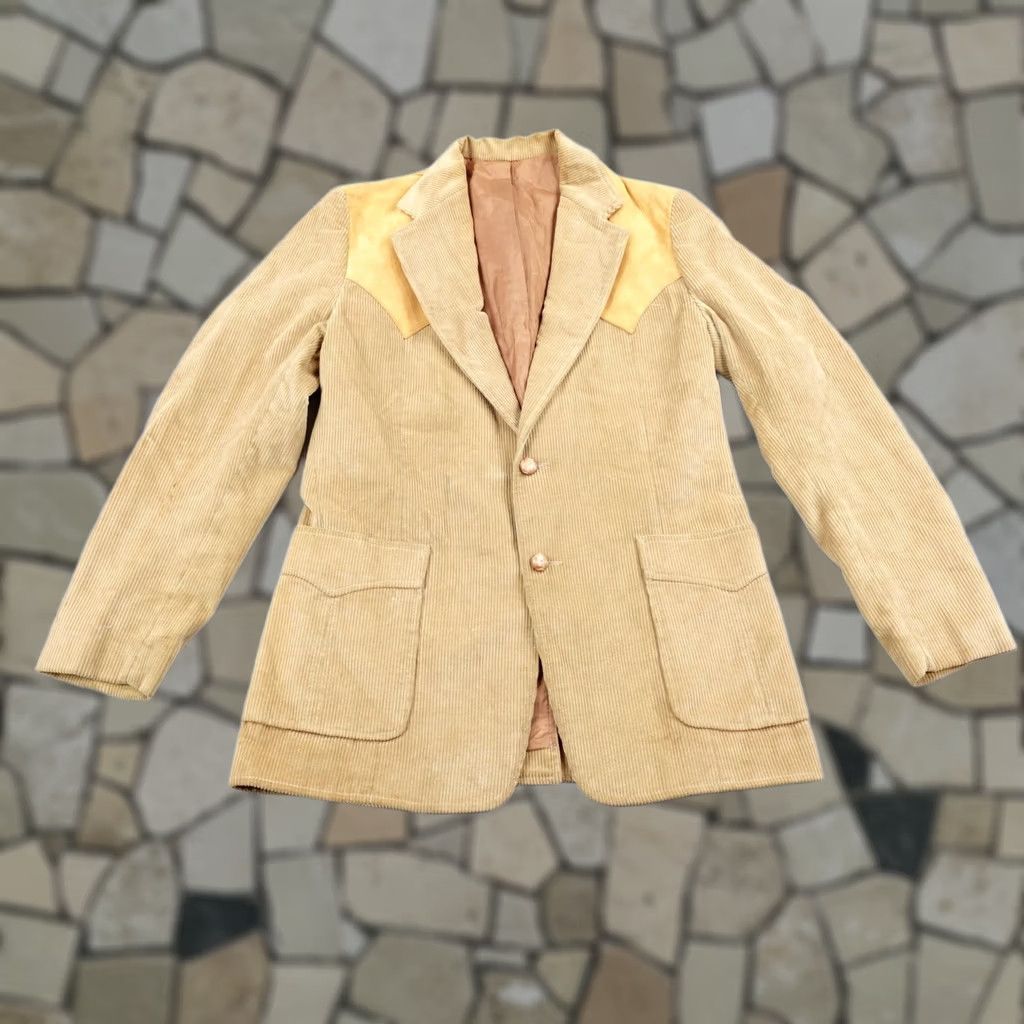 Vintage VINTAGE Brad Whitney Blazer Mens 40R Beige Corduroy Western Sport Coat Blazer Jacket Size 40R - 1 Thumbnail