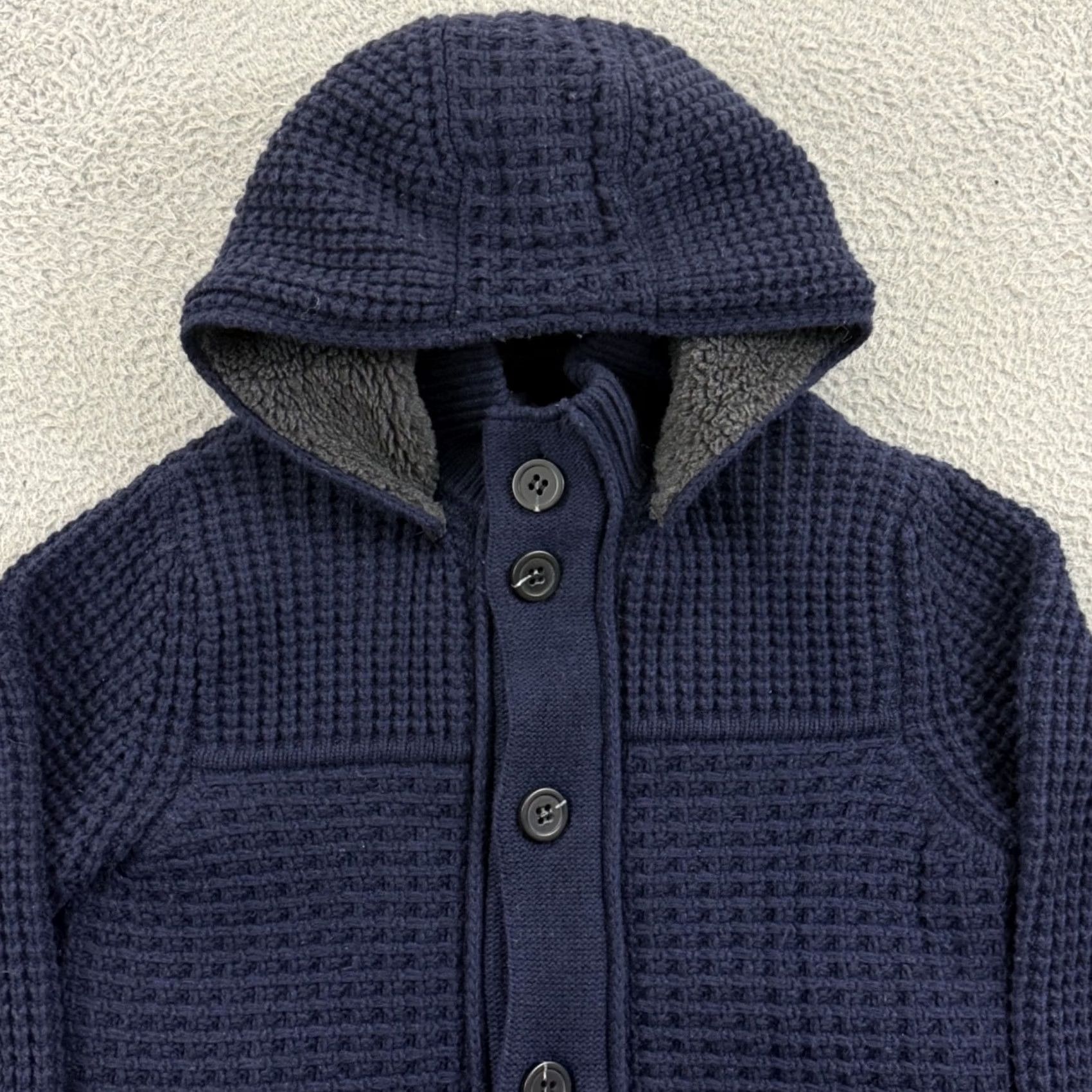 Vintage Emozioni Uomo Sweater Mens Small Blue Hooded Cardigan Wool Blend Italy Size US S / EU 44-46 / 1 - 3 Thumbnail