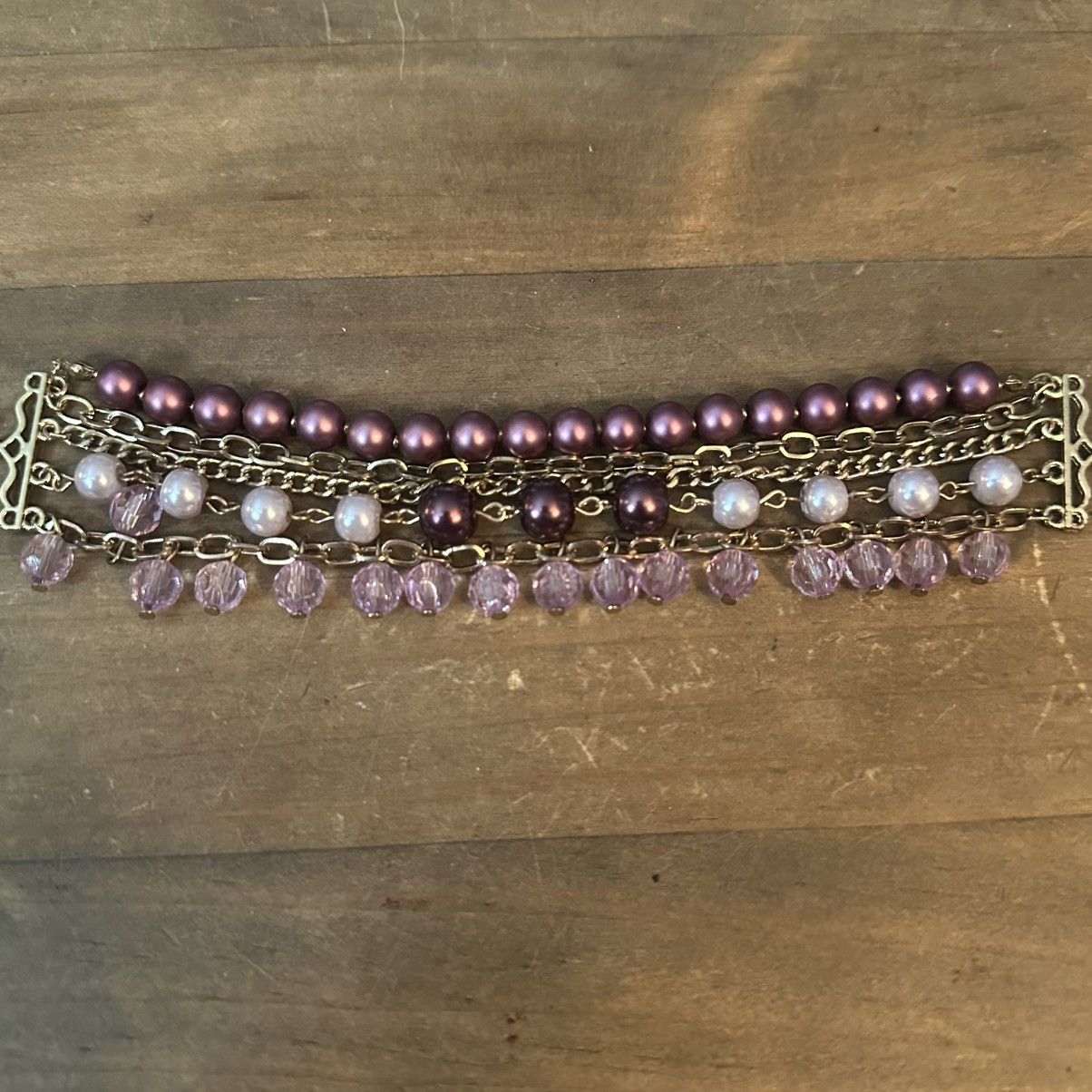 Other Multi strand chain and purple bead bracelet Size ONE SIZE - 4 Thumbnail