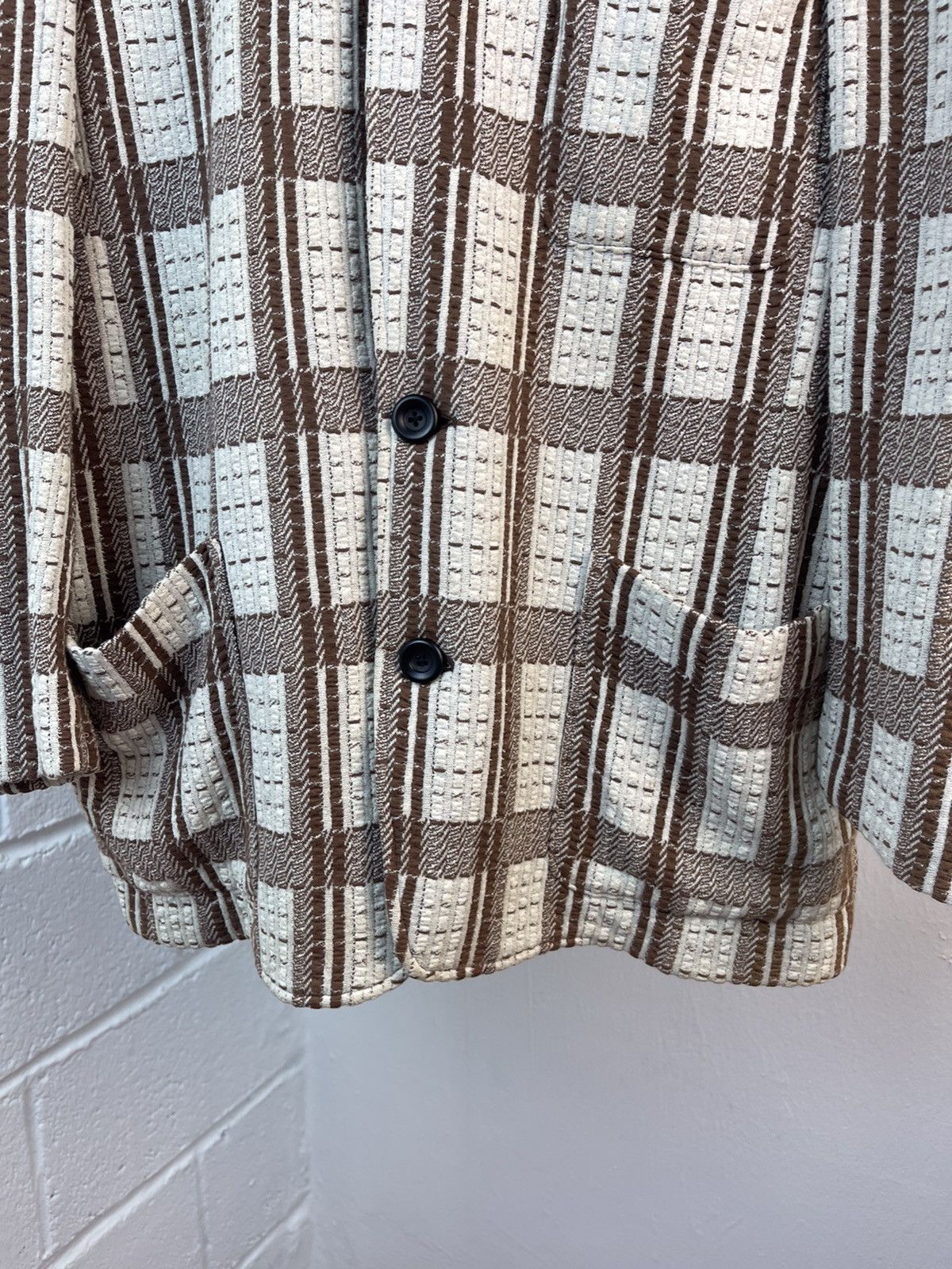 Issey Miyake 80s Issey Miyake Men Plaid Cotton Coat A1 Size US L / EU 52-54 / 3 - 8 Thumbnail