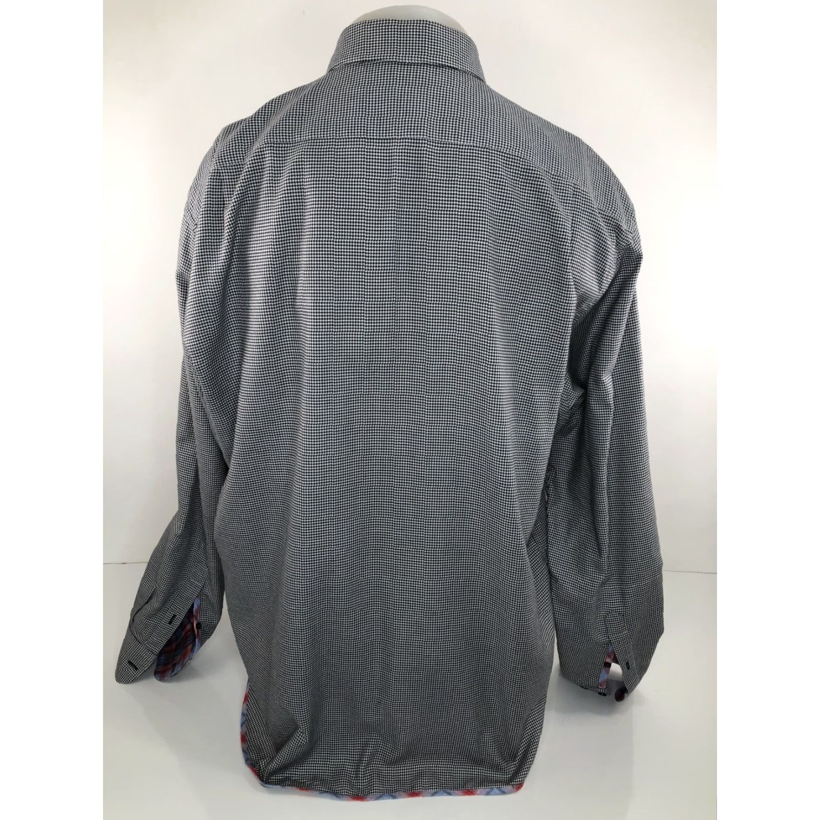 Vintage HAMMER MADE HOUNDSTOOTH Mens Shirt 48 / 185 / XL Flip Cuff Shine Button-Up Long Sleeve Black White Vintage? Size US S / EU 44-46 / 1 - 5 Thumbnail