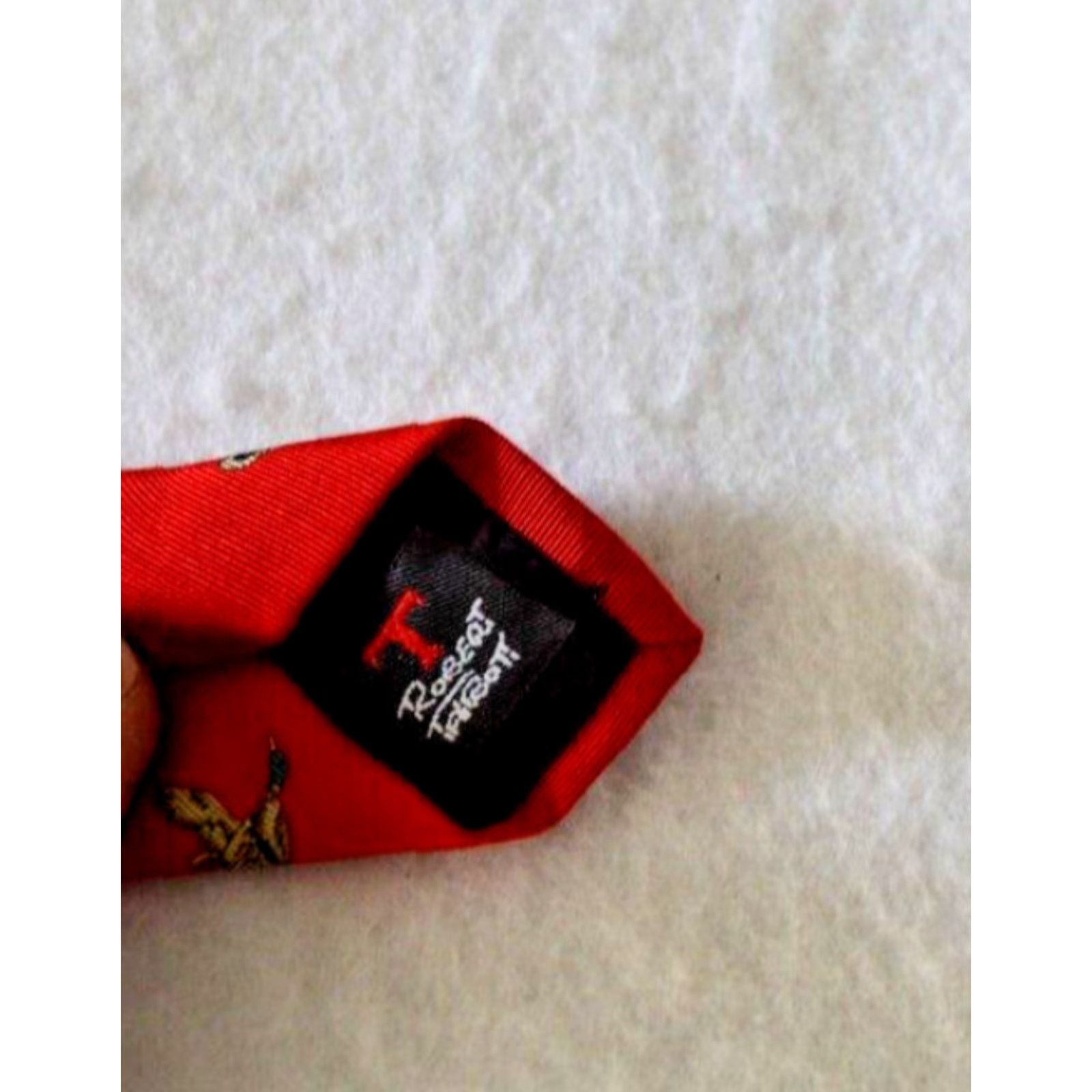 Robert Talbott VINTAGE Robert Talbott Renberg's Tie Silk-Wool Red Ducks Made USA Silk Blend 57"-60" Classic One Size Duck Theme Mens Tie Size ONE SIZE - 4 Thumbnail