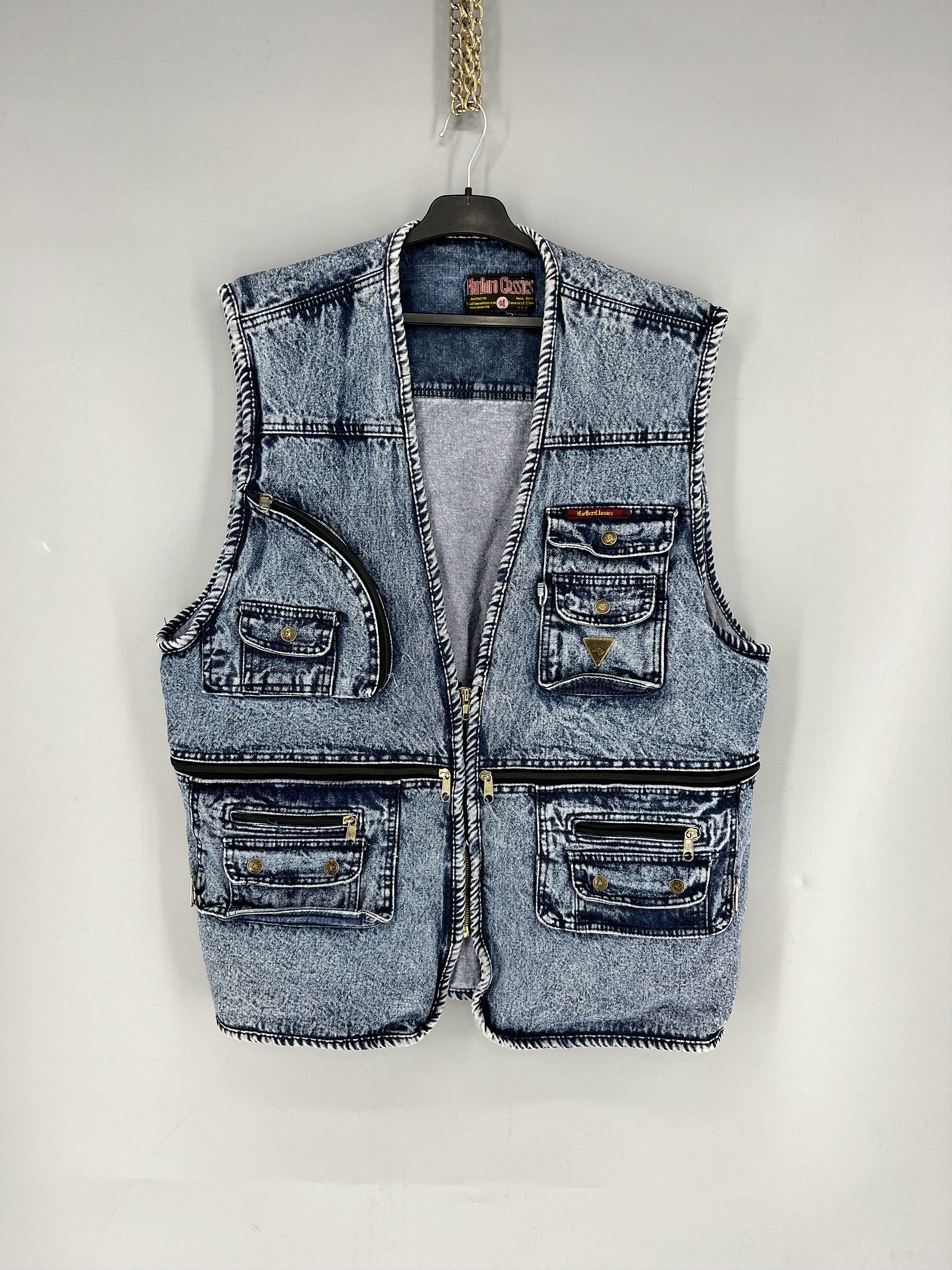 Marlboro Marlboro Classics Vintage Washed Multi-Pocket Denim Vest Size US M / EU 48-50 / 2 - 1 Thumbnail