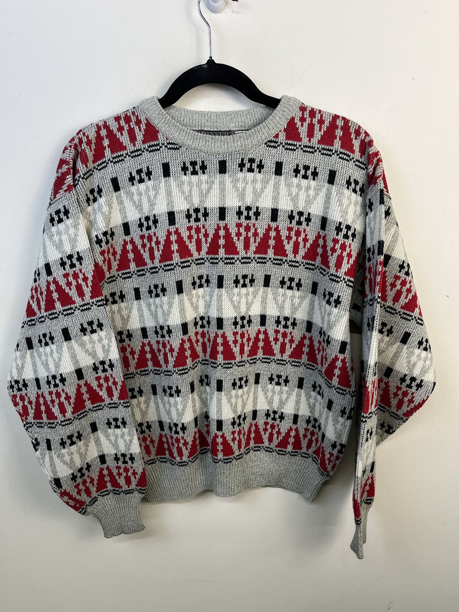 Other Vintage Knit Sweater 1990s Banner Thick Knit Red White Gemstone Striped Knit Sweater Size M Size US M / EU 48-50 / 2 - 1 Thumbnail