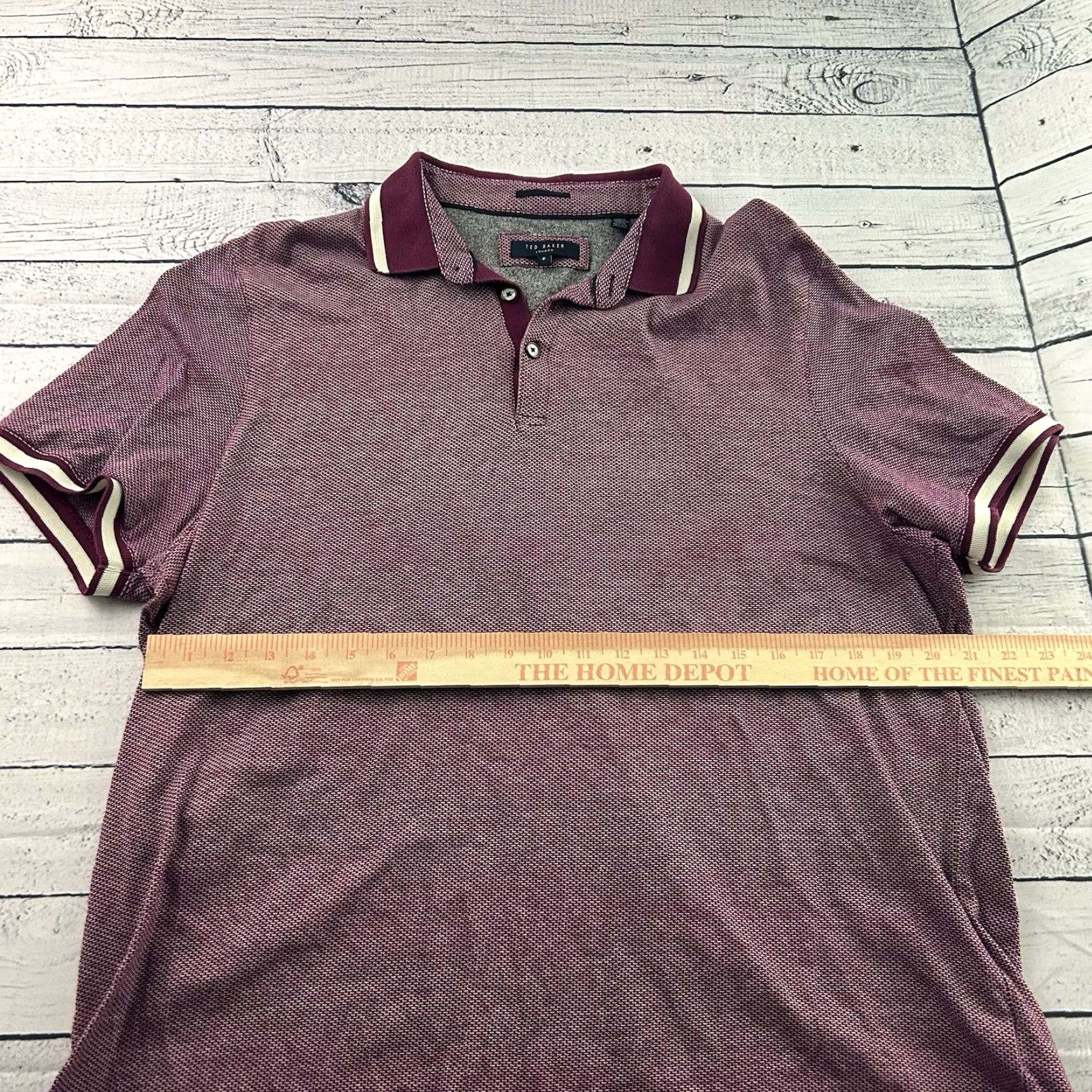 Ted Baker Ted Baker Short Sleeve Button-Up Polo Shirt Men's 6 Plum Purple Size US S / EU 44-46 / 1 - 4 Thumbnail