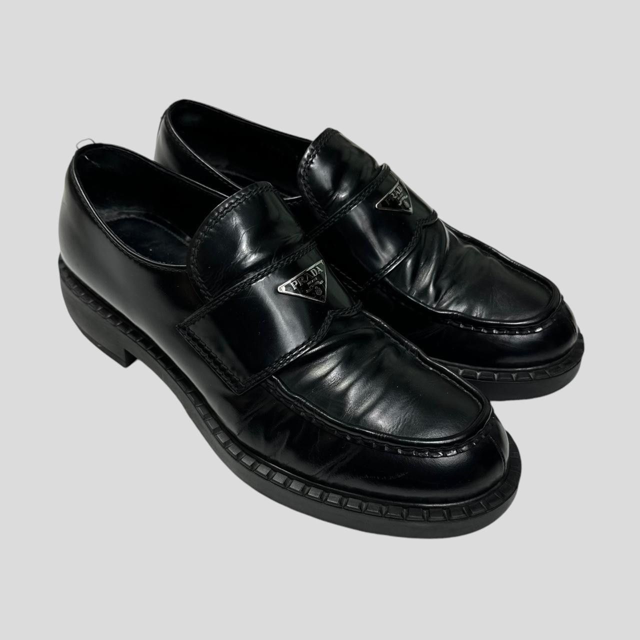 Prada Prada Milano 2021 Black Brushed Leather Loafers - UK11/11.5 Size US 12 / EU 45 - 2 Thumbnail