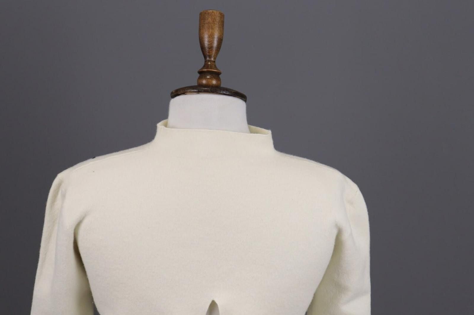 Designer Adam Lippes Beige High Neck Merino Knitted Sweater Size L Size L / US 10 / IT 46 - 8 Thumbnail