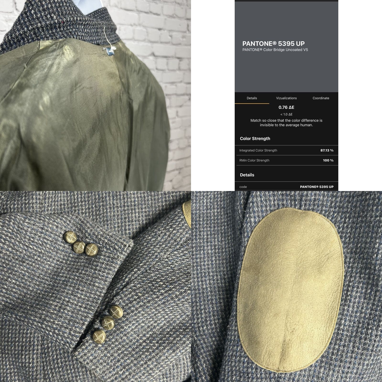 Vintage VTG John Peel Blue Gray Shepherds Check Two-Button Sport Coat Blazer Size 44 Men Size 44R - 8 Thumbnail