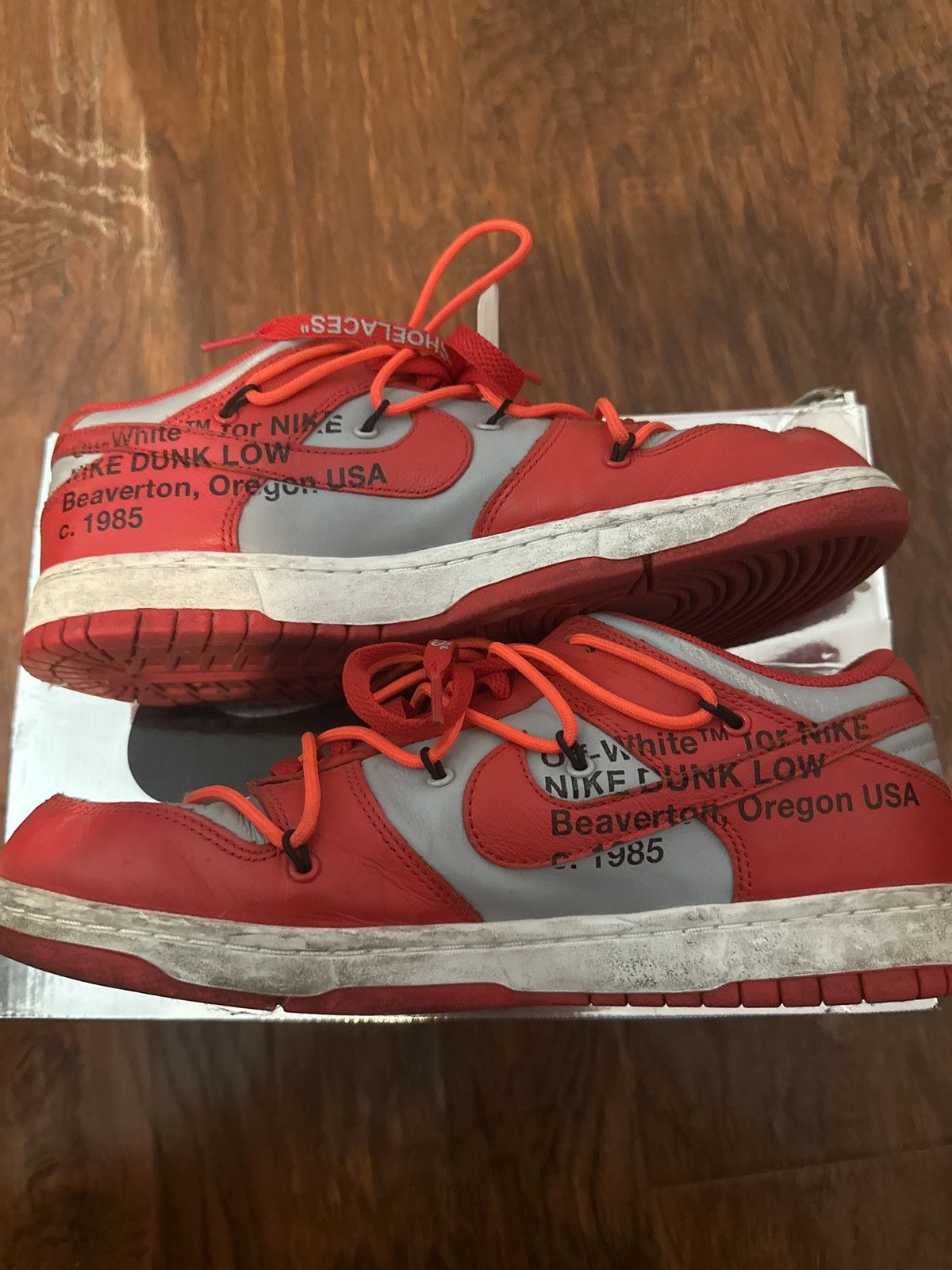 Nike NIKE DUNK LOW OFF-WHITEUNIVERSITY RED Size US 10 / EU 43 - 7 Thumbnail